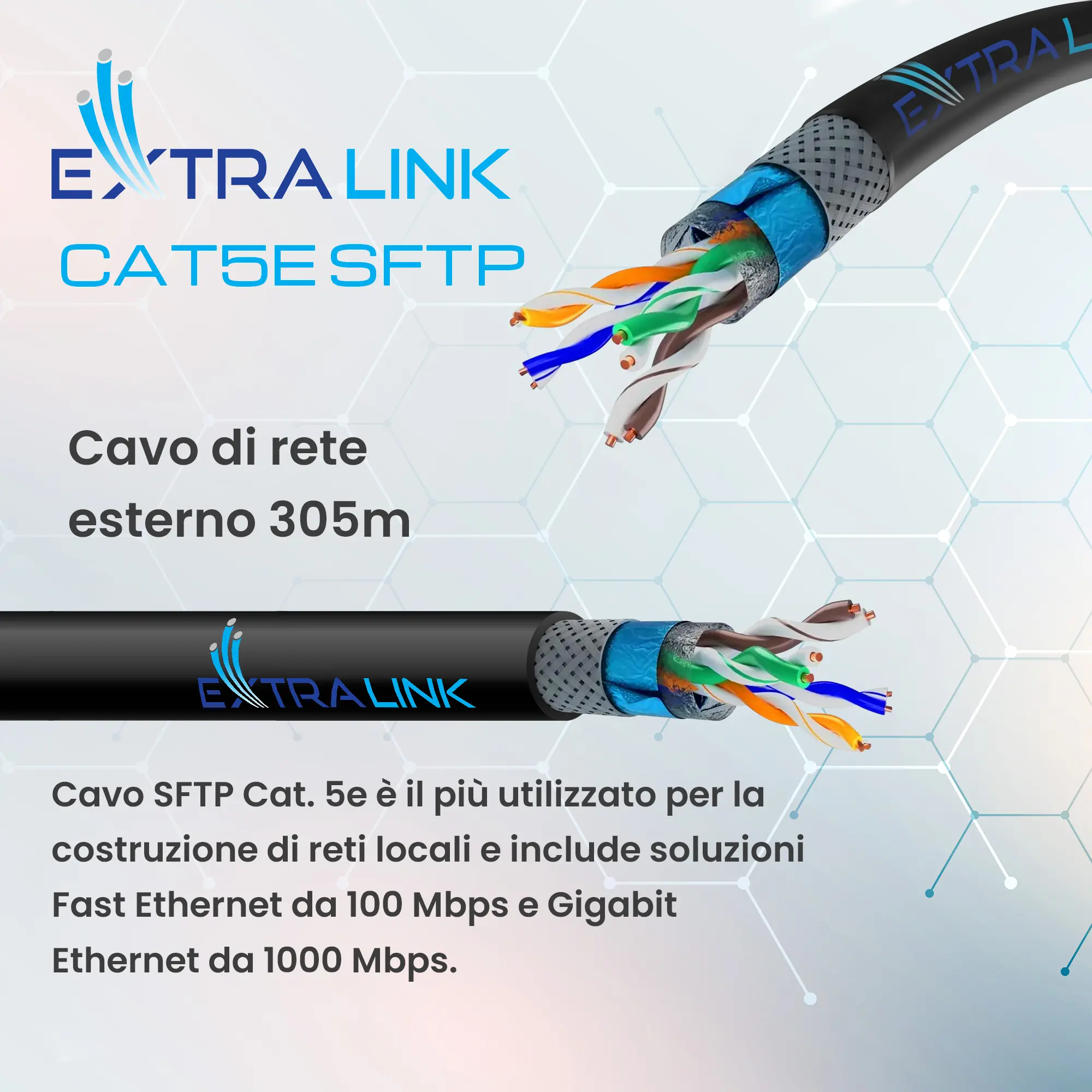 EXTRALINK CAT5E SFTP (SF/UTP) V2 OUTDOOR TWISTED PAIR 305M
