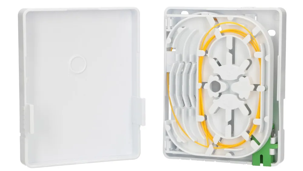 OLIVIA 2-ЖИЛЬНАЯ ОПТОВОЛОКОННАЯ ОКОНЕЧНАЯ КОРОБКА С ПИГТЕЙЛОМ И АДАПТЕРОМ SC/APC