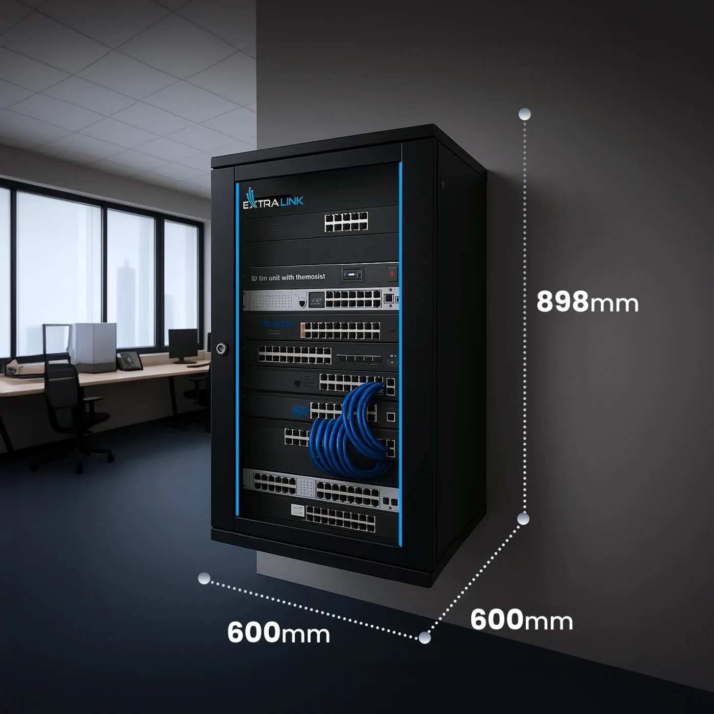 Extralink 18U 600x600 Czarna | Szafa rack | montowana na ścianie