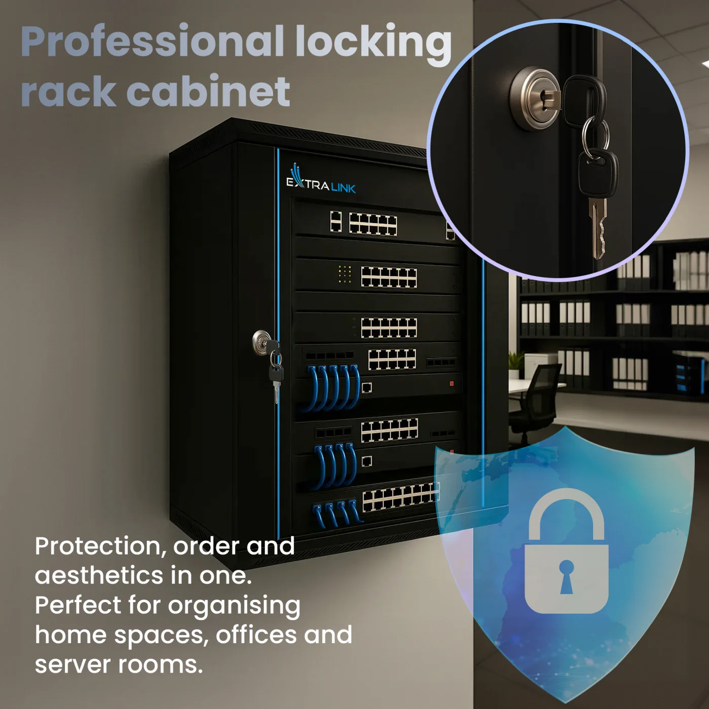 EXTRALINK 18U 600X600 WALL-MOUNTED RACKMOUNT CABINET BLACK