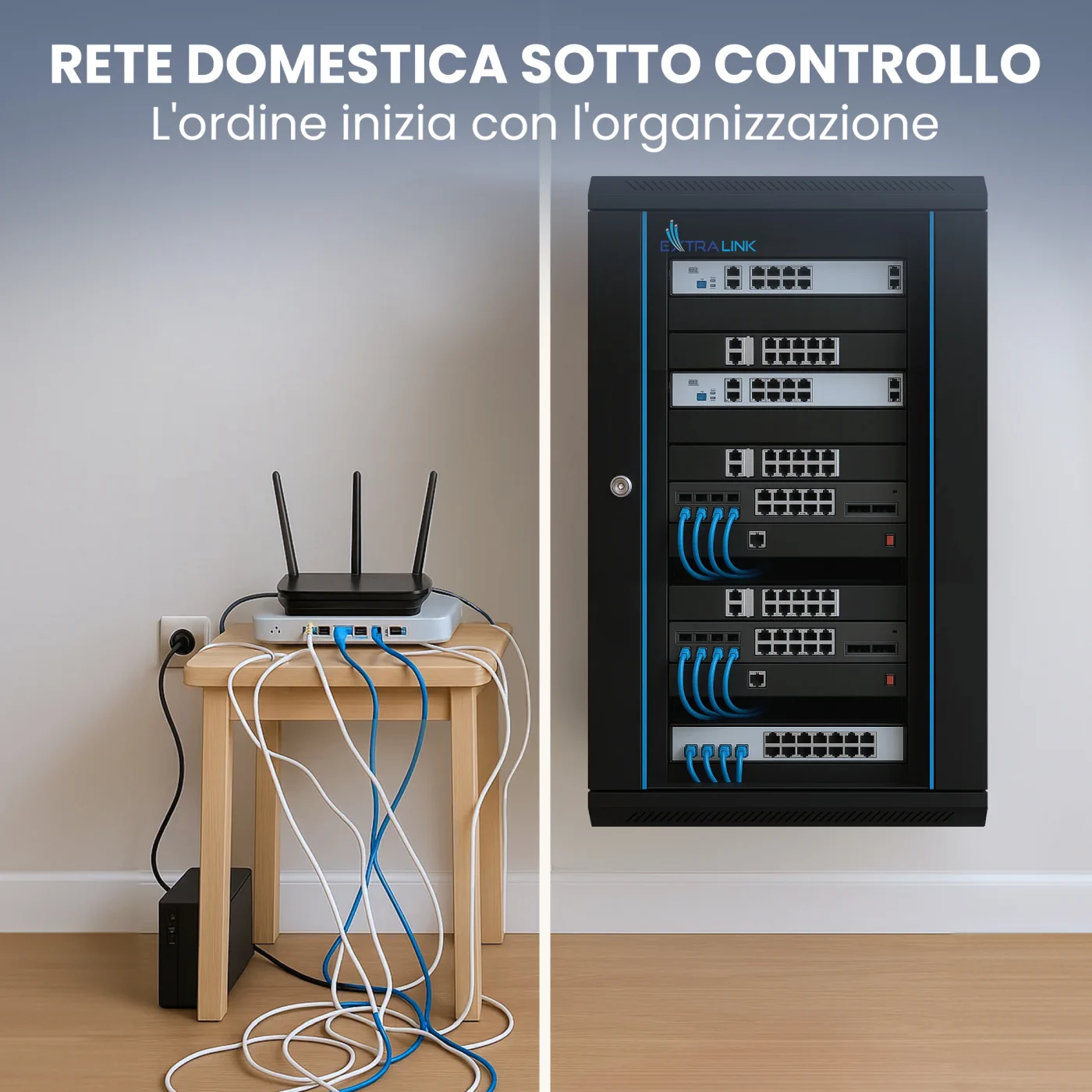 EXTRALINK 18U 600X600 ARMADIO RACK A PARETE NERO