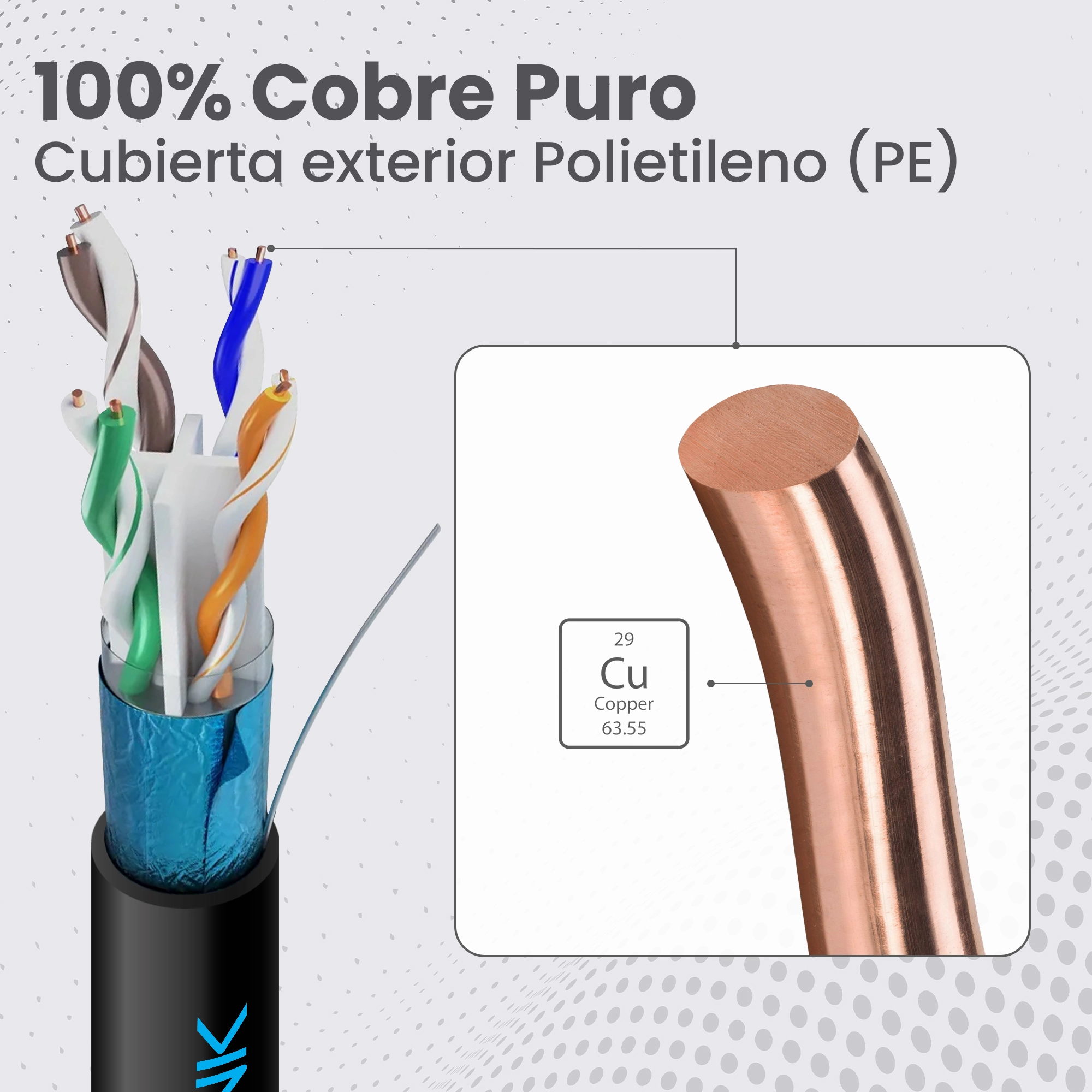 Construcción de cable F/UTP en capas para una protección completa
