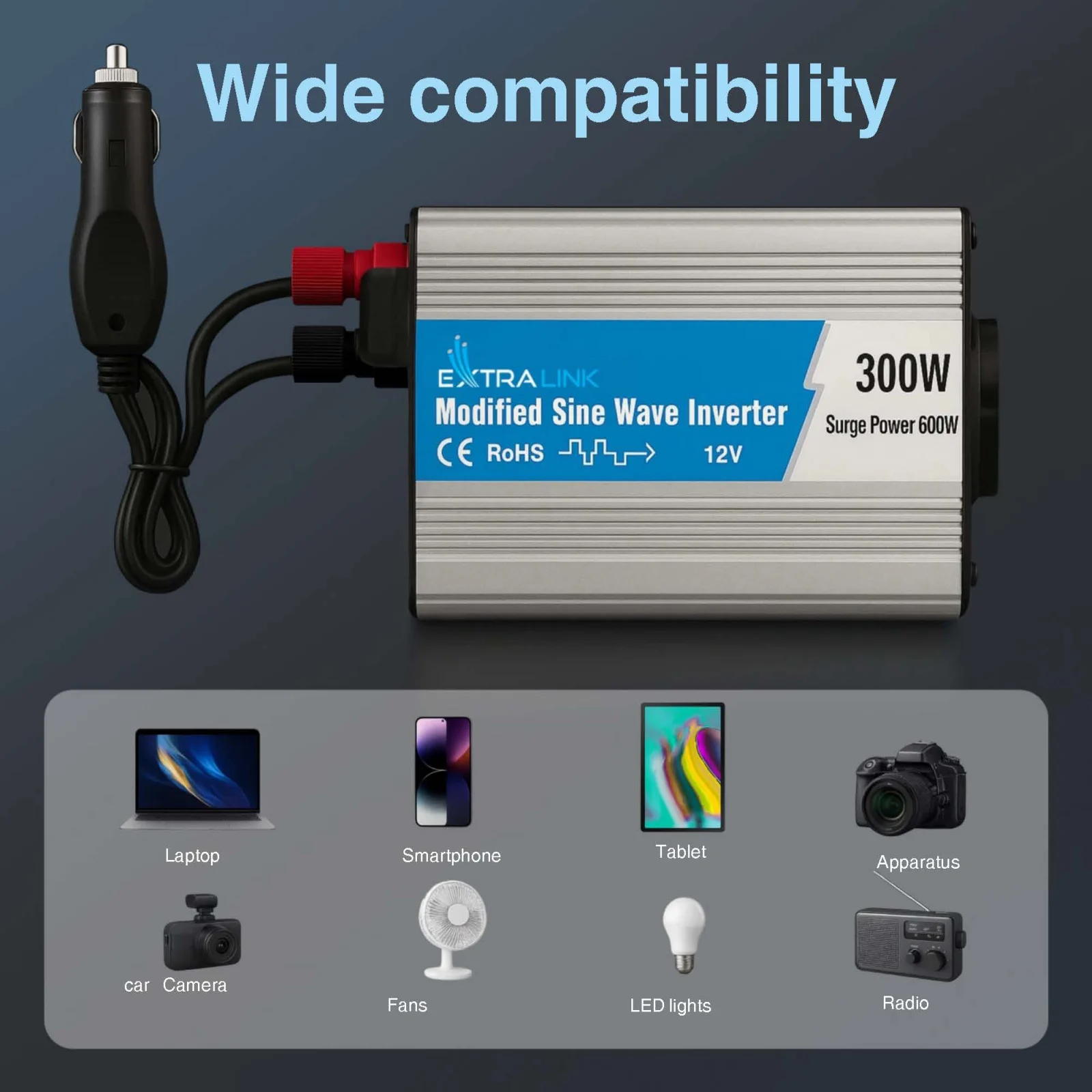 Extralink OPIM-300W | Voltage converter | automotive 12V, 300W modified sine wave