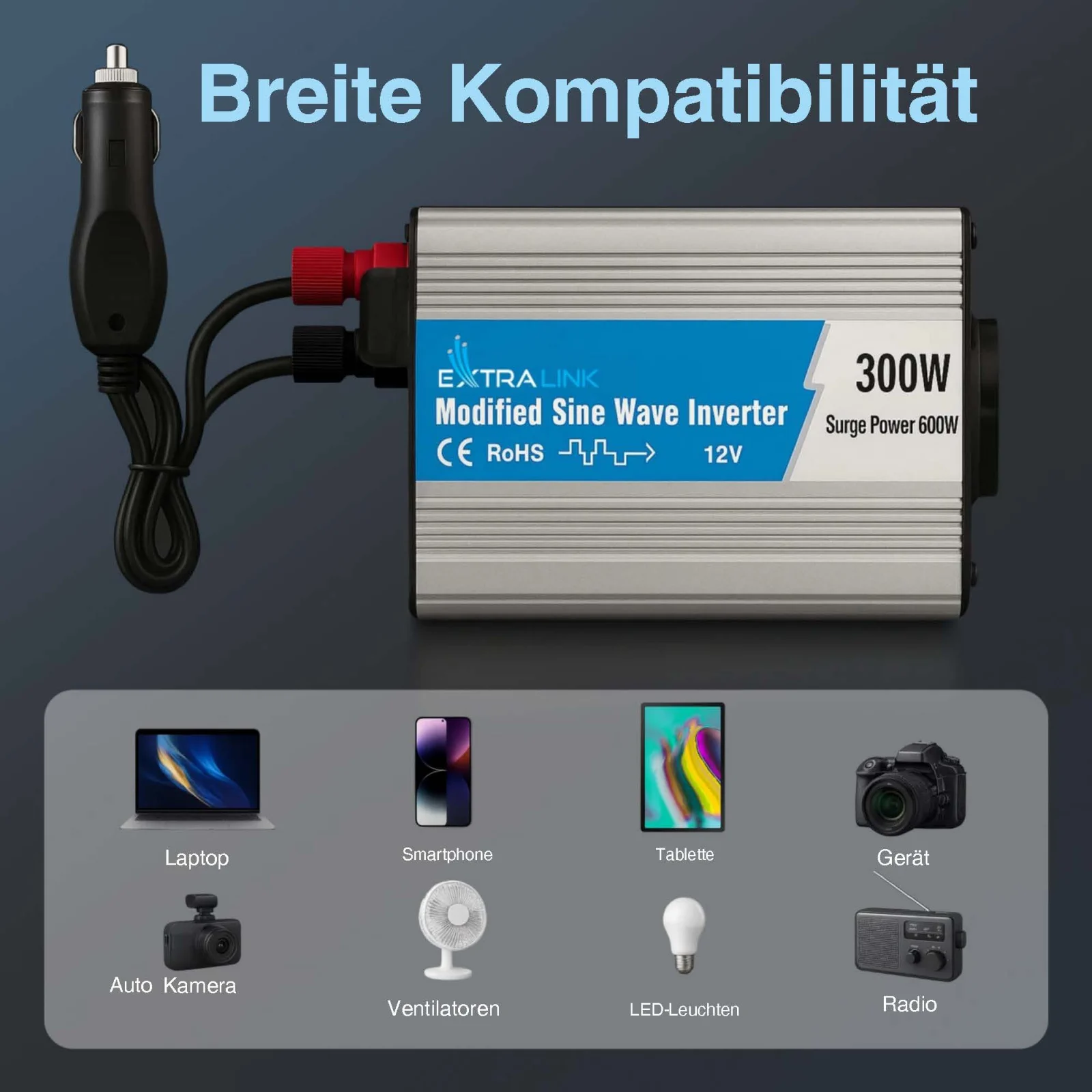 Extralink OPIM-300W | Spannungswandler | Automotive 12V, 300W modifizierte Sinuswelle