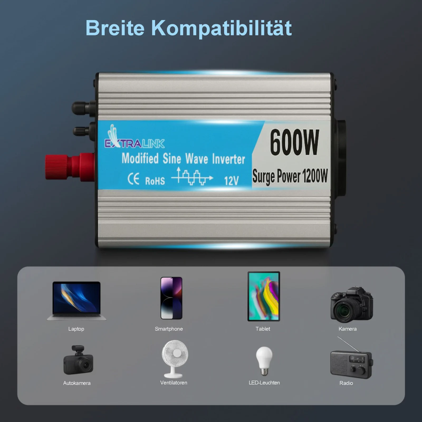 Extralink OPIM-600W | Spannungswandler | Automotive 12V, 600W modifizierte Sinuswelle