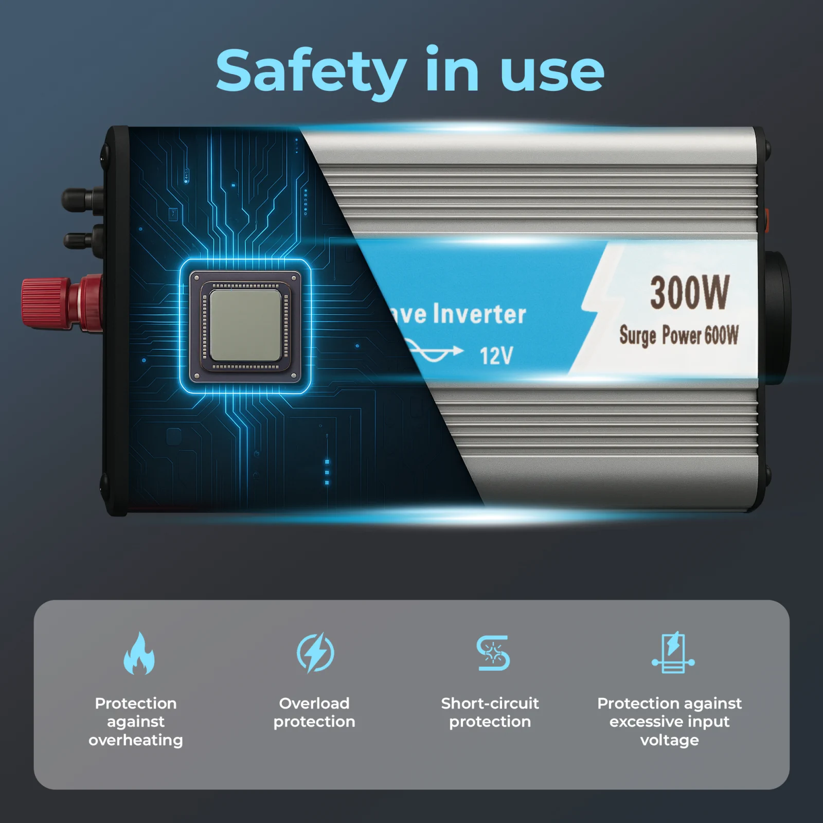 EXTRALINK CAR VOLTAGE CONVERTER 12V - 230V, 300W, PURE SINUS OPIP-300W