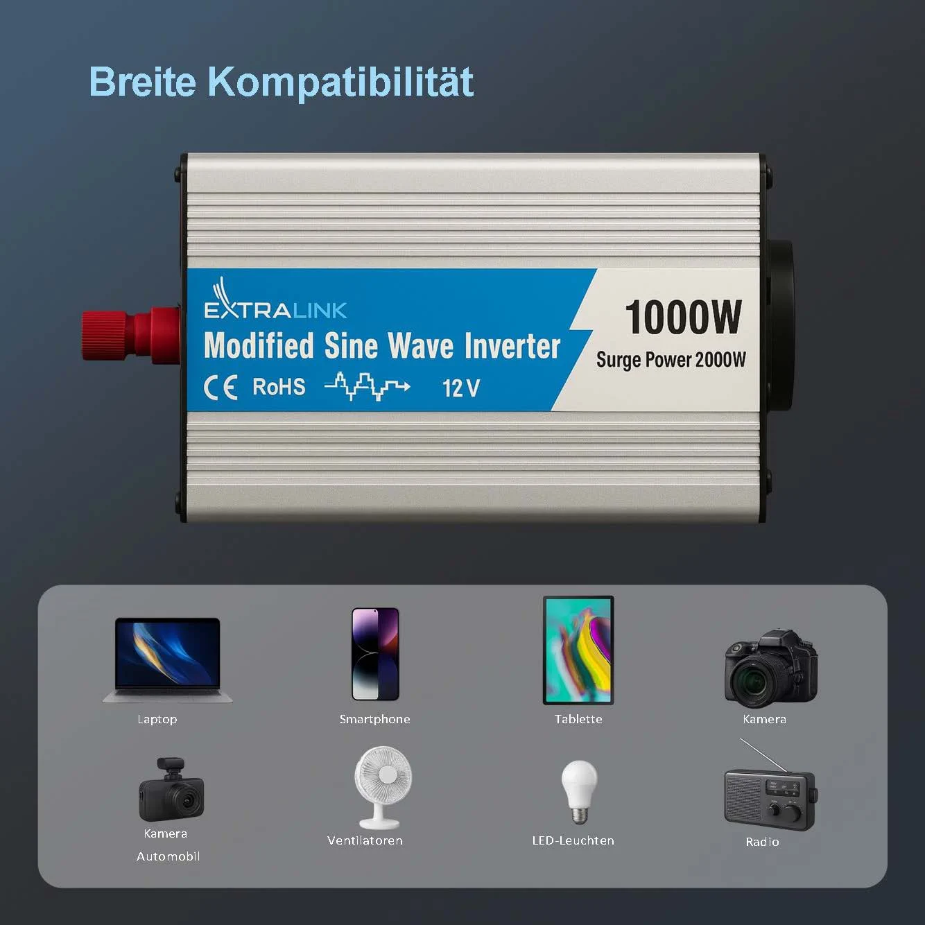 Extralink OPIM-1000W | Spannungswandler | Automotive 12V, 1000W modifizierte Sinuswelle