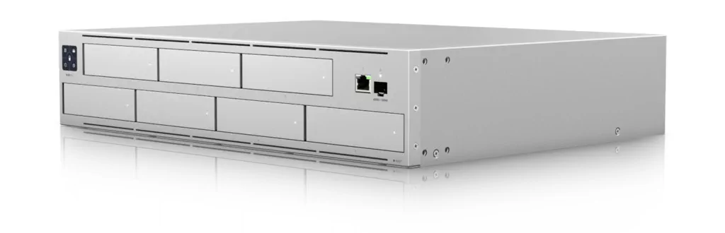 UBIQUITI UNIFI 7BAY NETWORK VIDEO RECORDER UNVR SLOTS PARA 7x 8TB, 1x SFP 10G, 1x GIGABIT PORT, RAID 1 OU RAID 5, ATÉ 60 CAMÂRAS DE HD COMPLETO