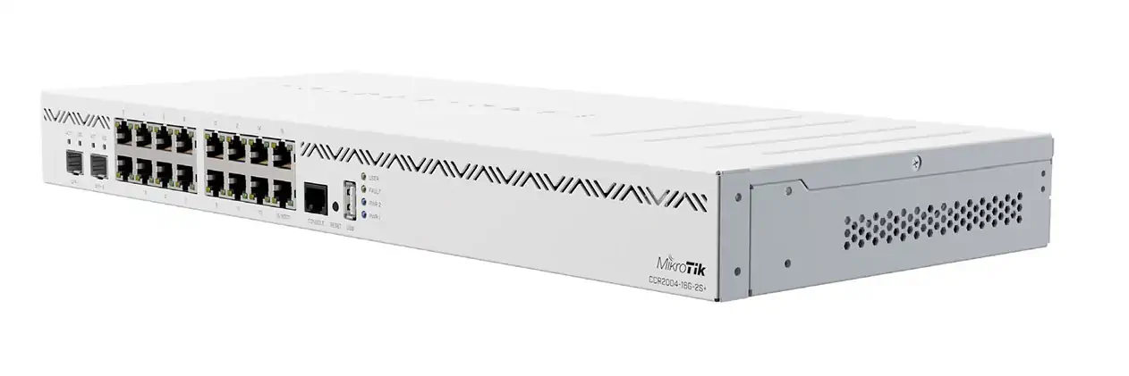MIKROTIK CCR2004-16G-2S CLOUD CORE ROUTER 4x1,7GHZ, 128MB NAND, 2x 10GE SFP , 16x 1GE PORTS, 2x AC INPUTS, L6
