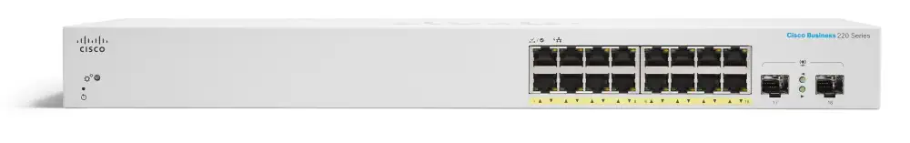 CISCO CBS220-16P-2G 16-ПОРТОВЫЙ 10/100/1000 POE КОММУТАТОР, 2X SFP, 130W