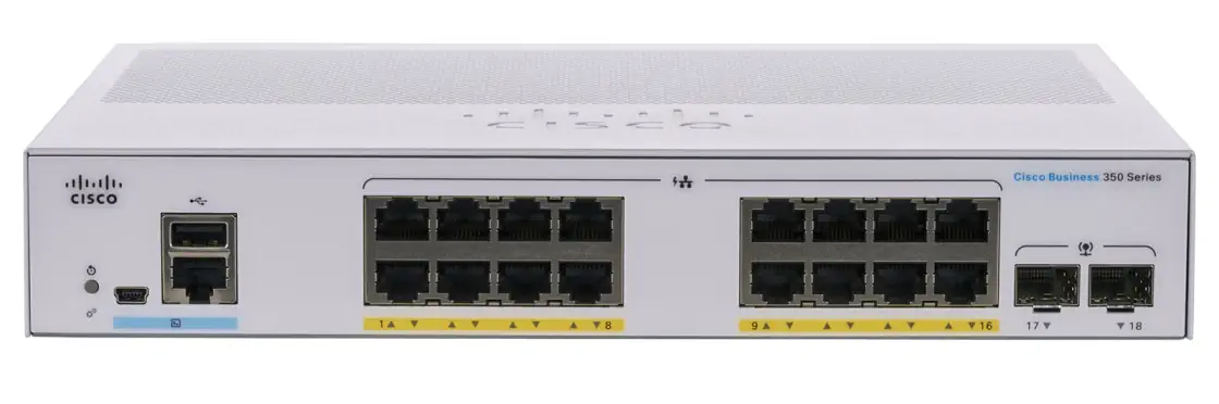 CISCO CBS350-16P-E-2G 16-PORTS 10/100/1000 POE SWITCH, 2X SFP, 120W