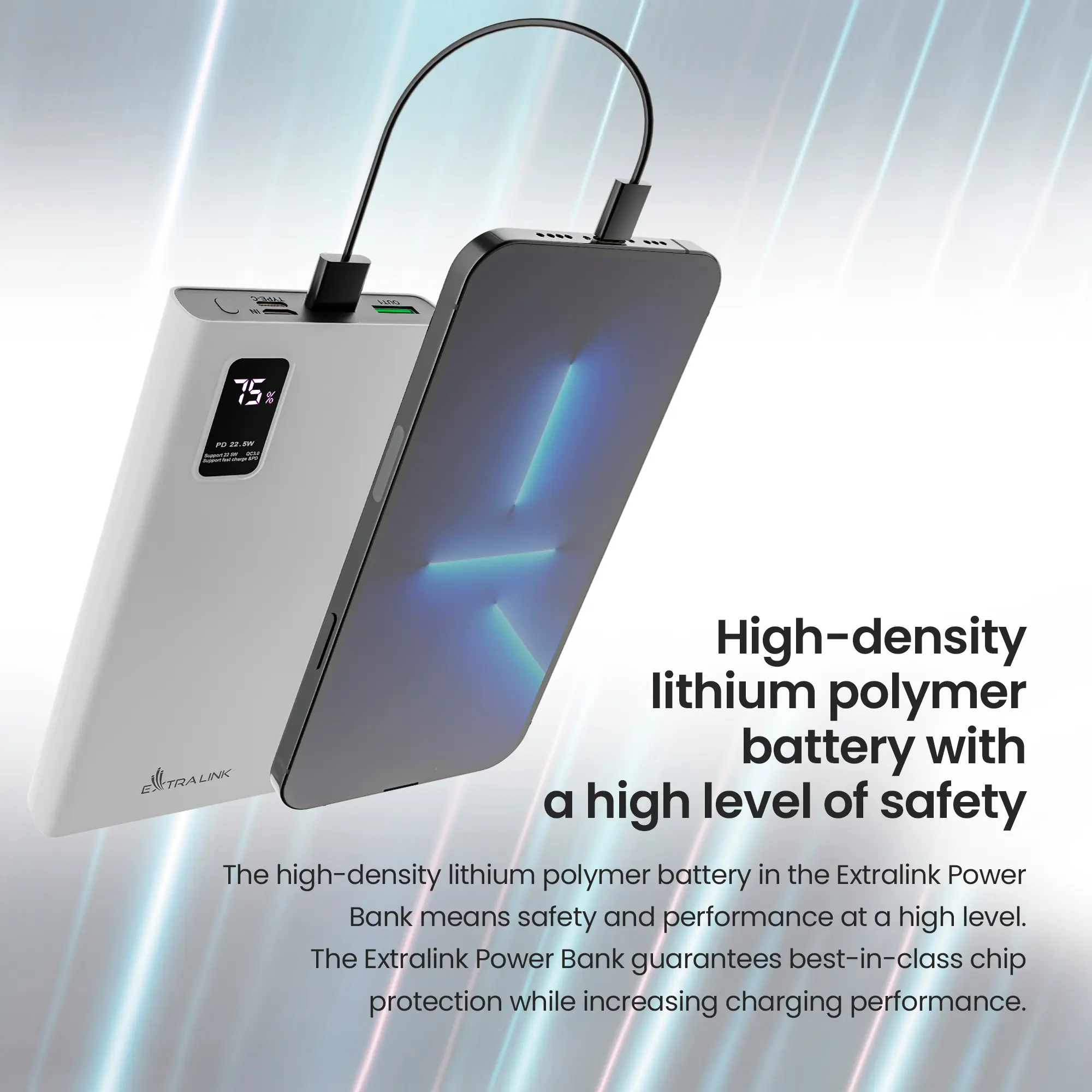 EXTRALINK EPB-067W 10000MAH RÁPIDO CARREGAMENTO BANCO DE PODER PRETO