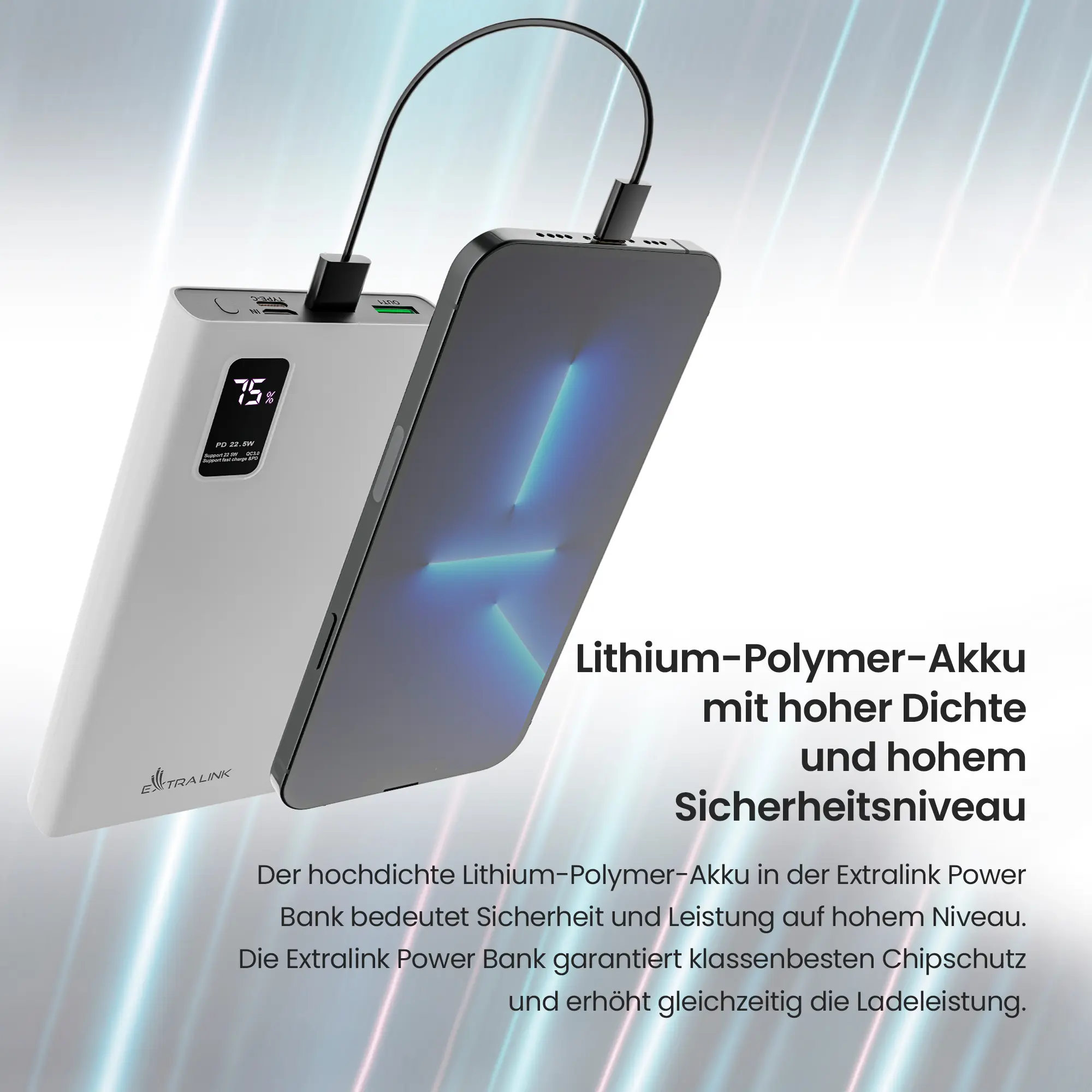 EXTRALINK EPB-067W 10000MAH SCHNELLLADUNG POWER BANK SCHWARZ