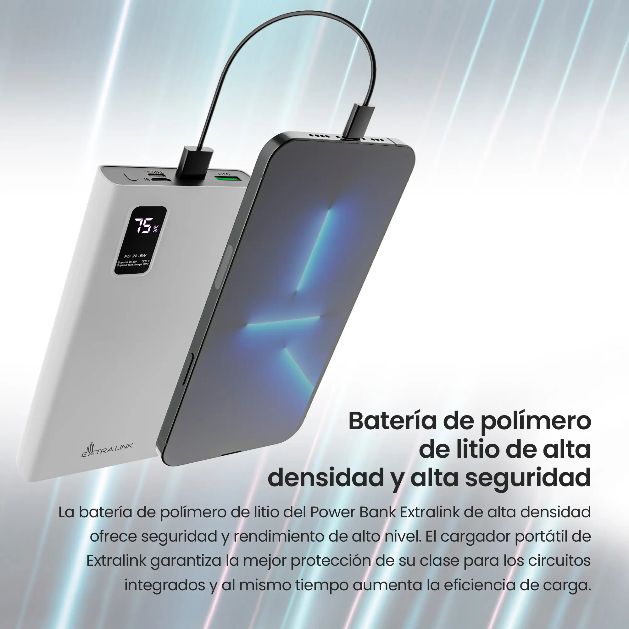 EXTRALINK EPB-067W 10000MAH FAST CHARGING POWER BANK NEGRO
