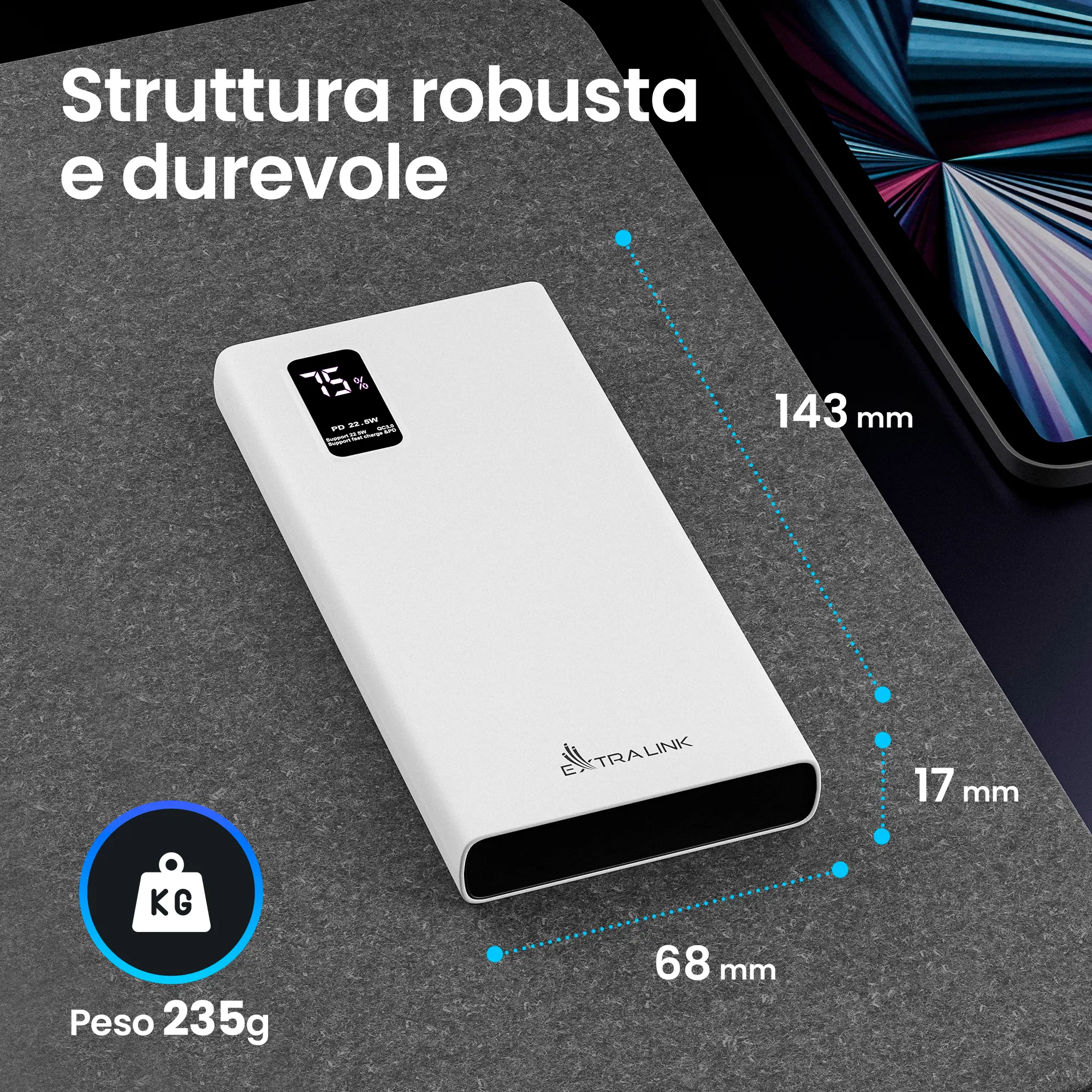 EXTRALINK EPB-067W 10000MAH RICARICA RAPIDA POWER BANK NERO
