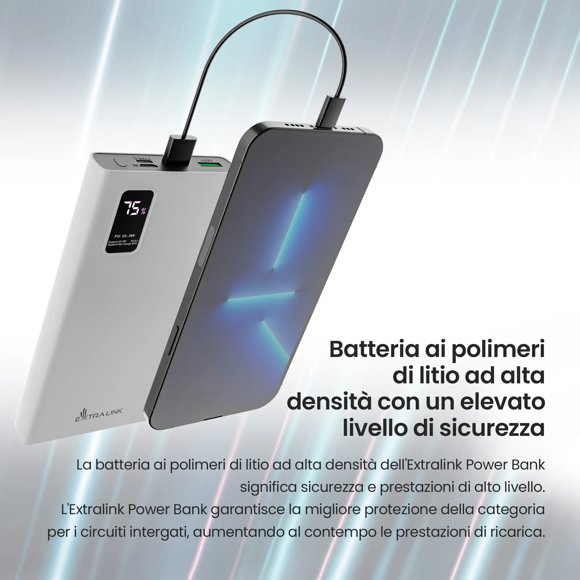 EXTRALINK EPB-067W 10000MAH RICARICA RAPIDA POWER BANK NERO