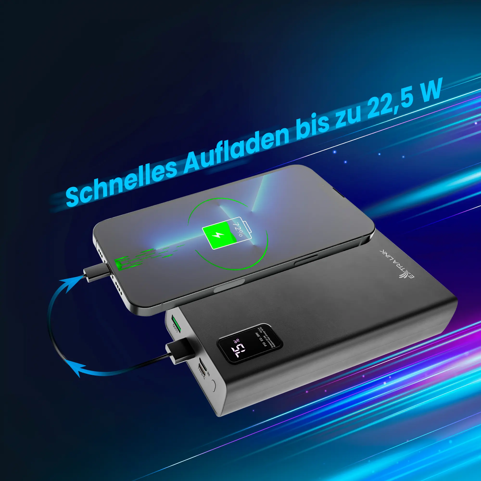 EXTRALINK EPB-068 20000MAH SCHNELLLADUNG POWER BANK SCHWARZ