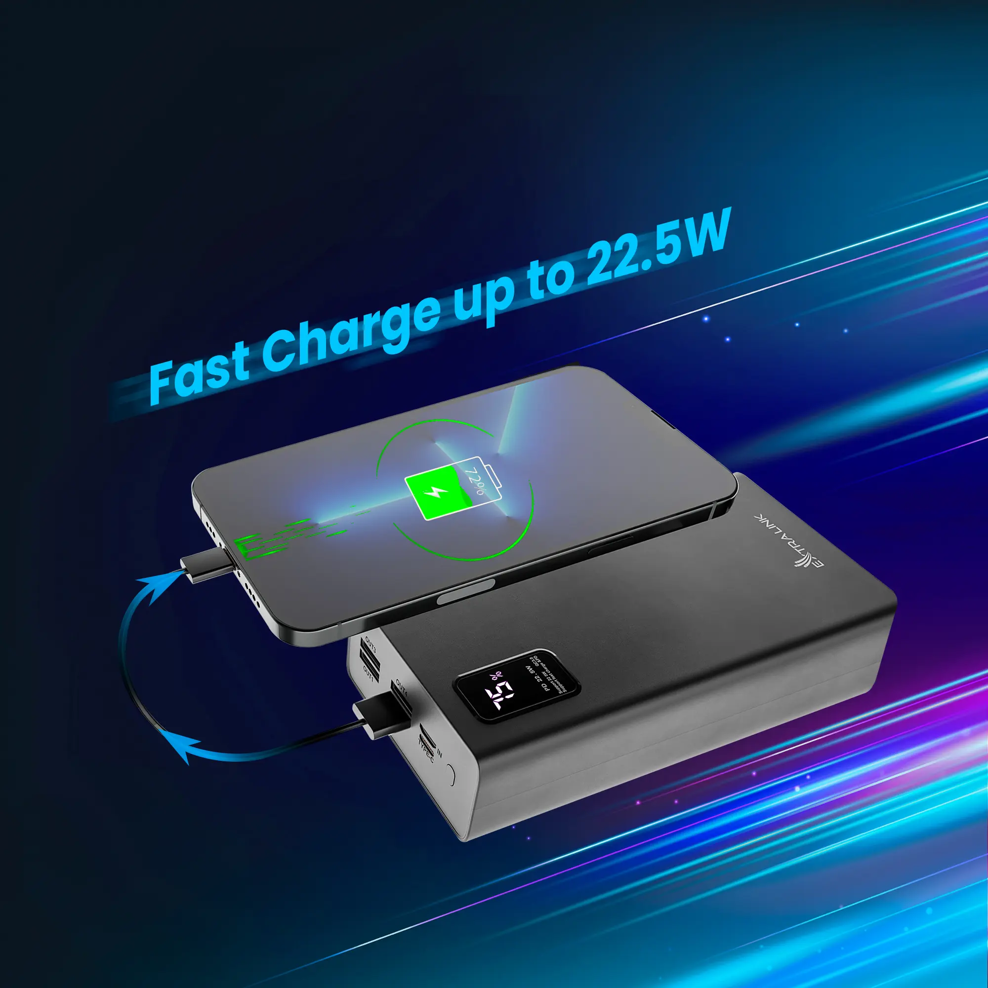 EXTRALINK EPB-069 30000MAH БЫСТРАЯ ЗАРЯДКА POWER BANK BLACK