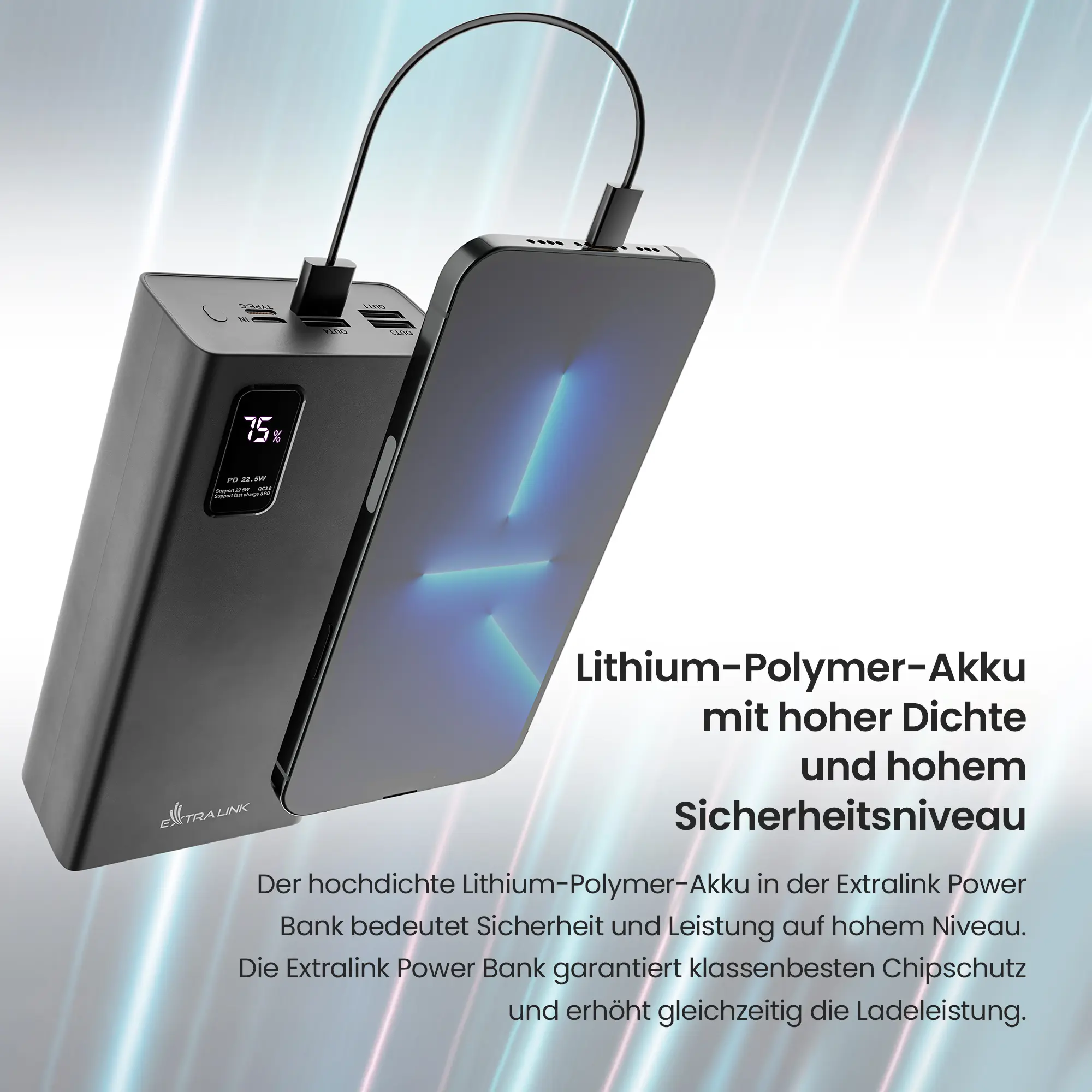 EXTRALINK EPB-069 30000MAH SCHNELL LADENDE POWER BANK SCHWARZ