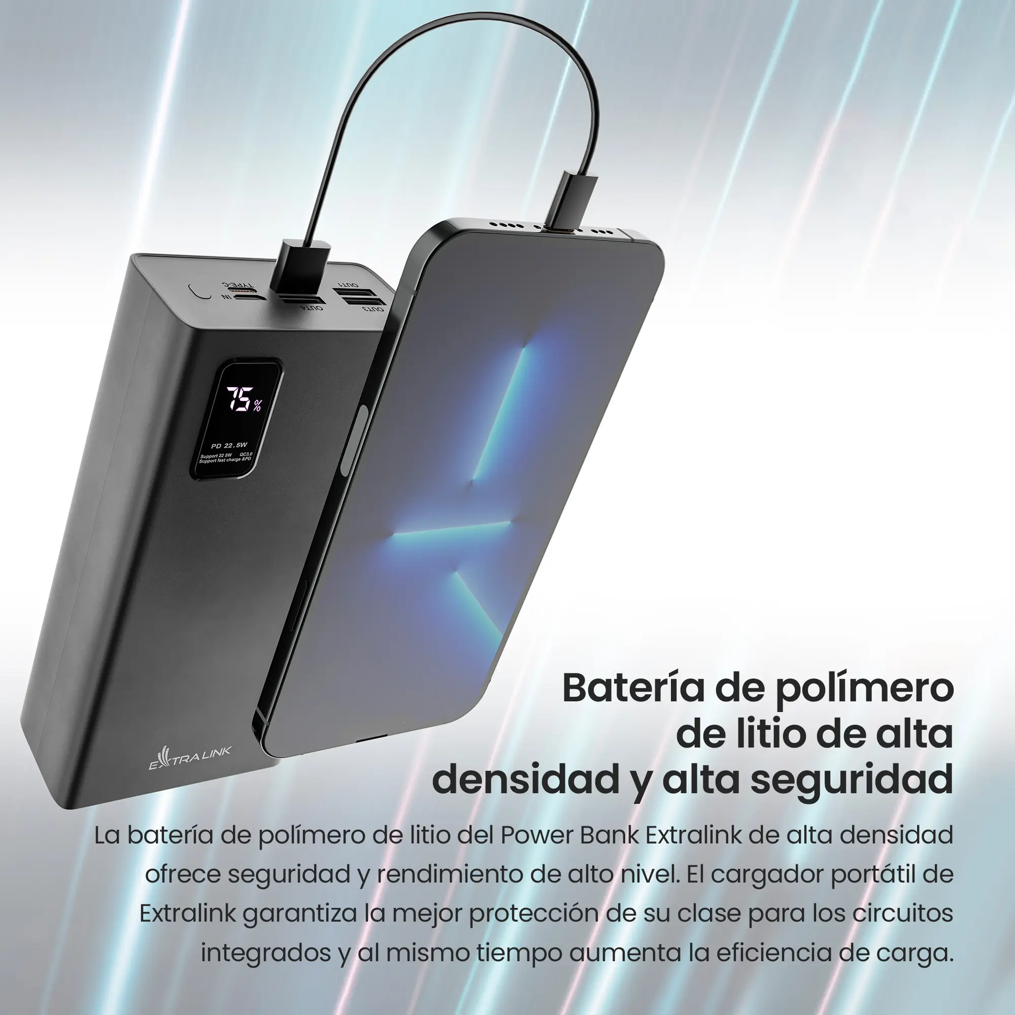 EXTRALINK EPB-069 30000MAH FAST CHARGING POWER BANK NEGRO