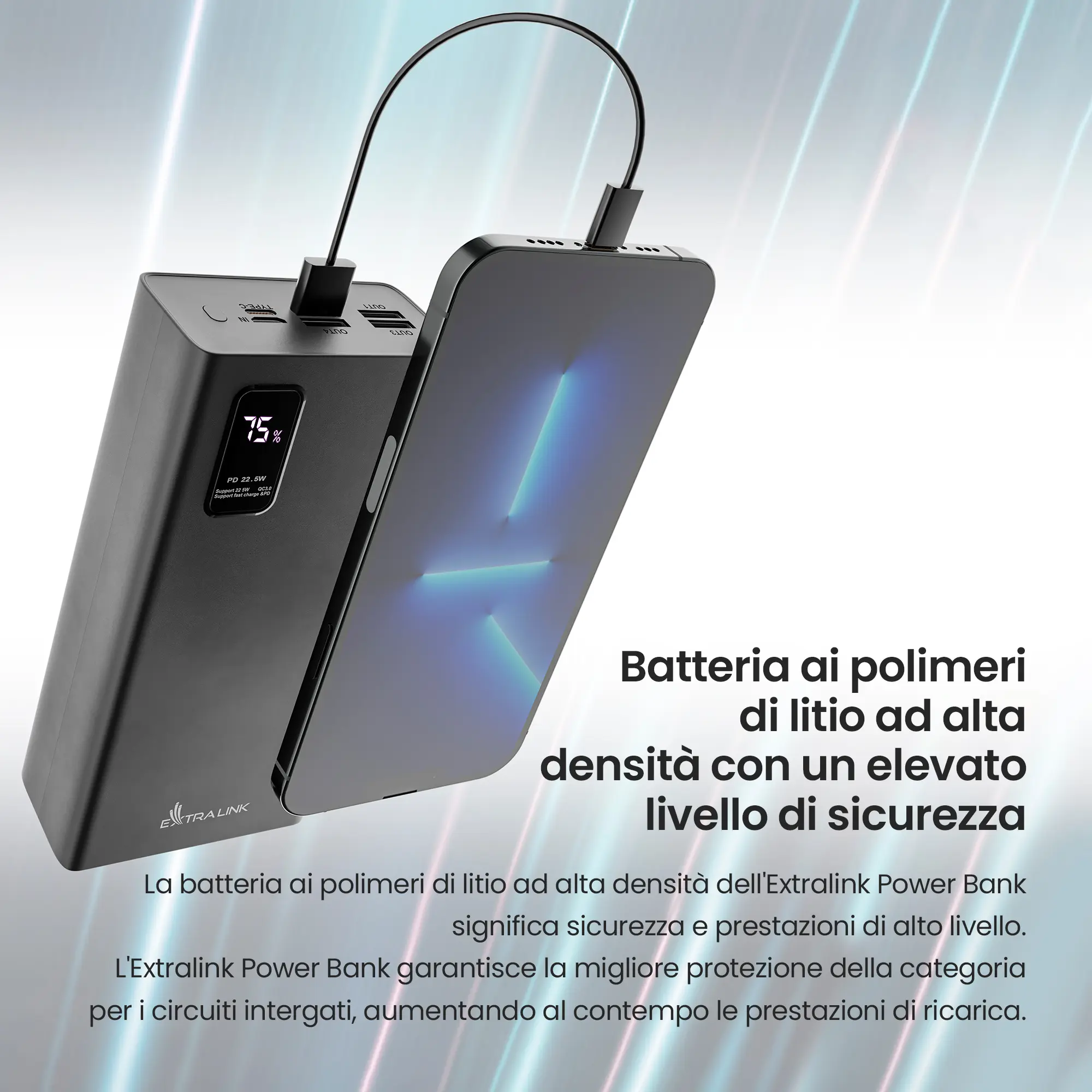EXTRALINK EPB-069 30000MAH RICARICA RAPIDA POWER BANK NERO