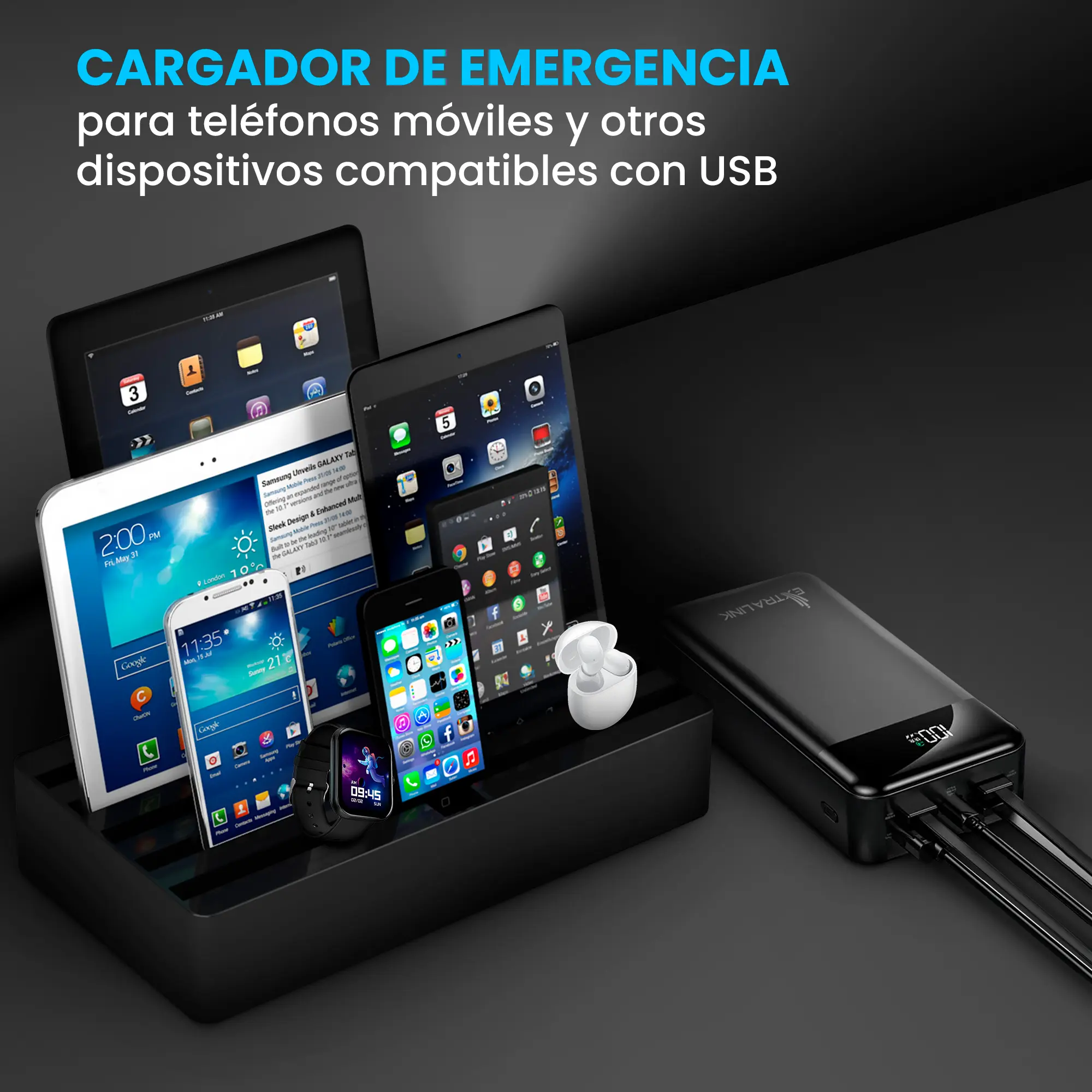 EXTRALINK EPB-124 30000MAH FAST CHARGING POWER BANK NEGRO