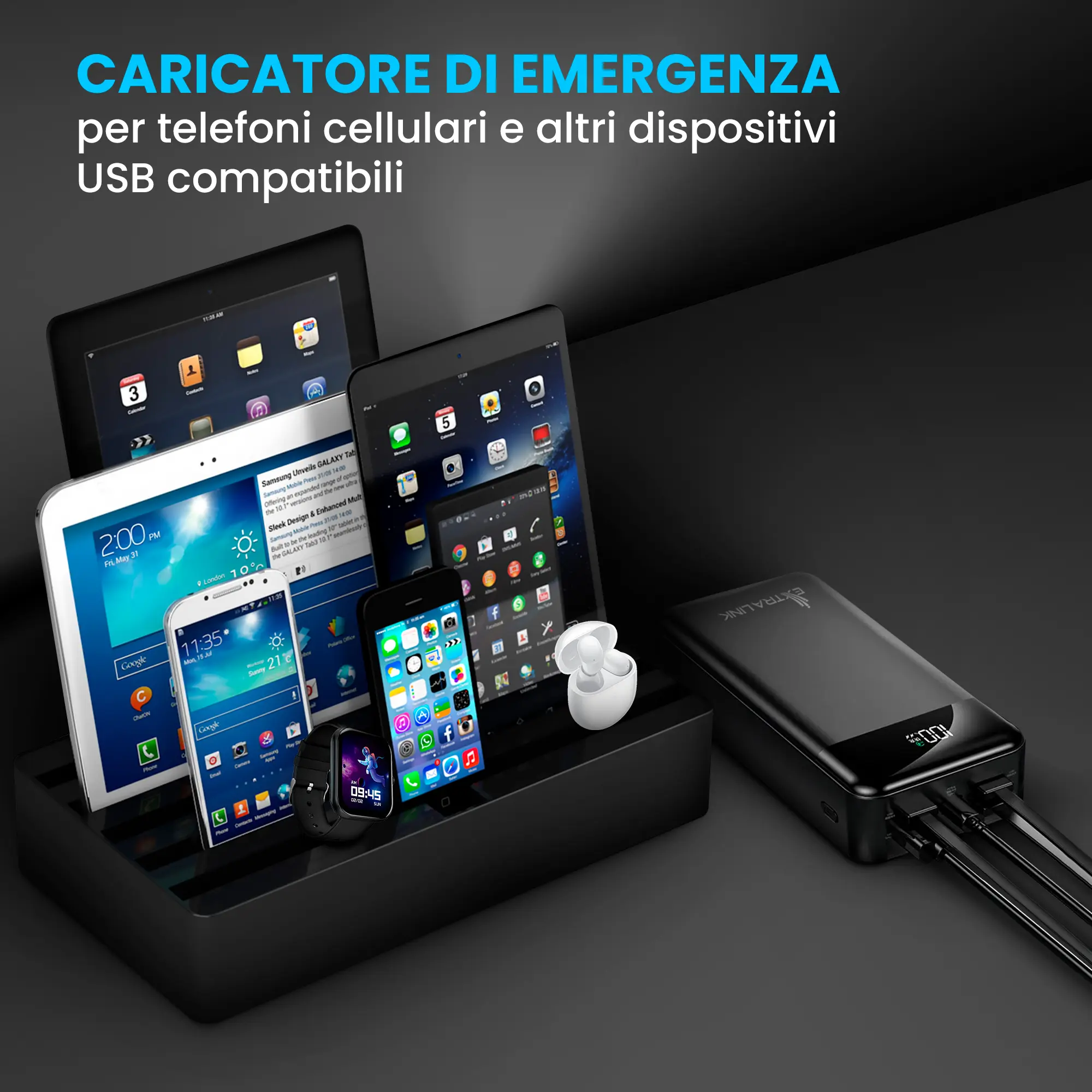 EXTRALINK EPB-124 30000MAH RICARICA RAPIDA POWER BANK NERO