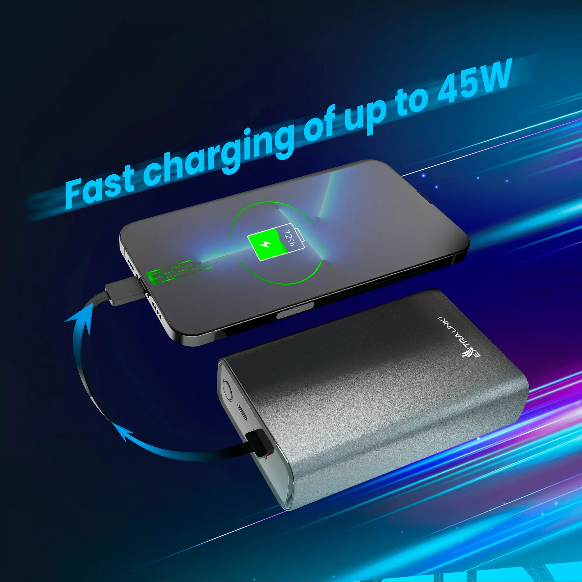 EXTRALINK EPB-068 20000MAH FAST CHARGING POWER BANK NEGRO