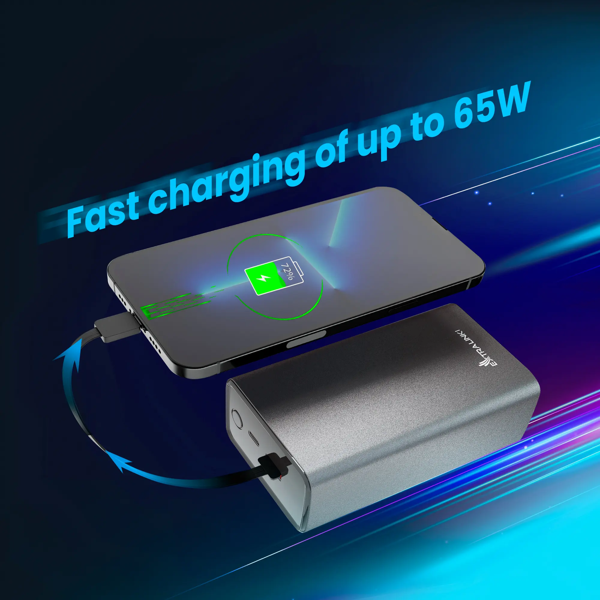 EXTRALINK EPB-068 20000MAH RÁPIDO CARREGAMENTO BANCO DE PODER PRETO