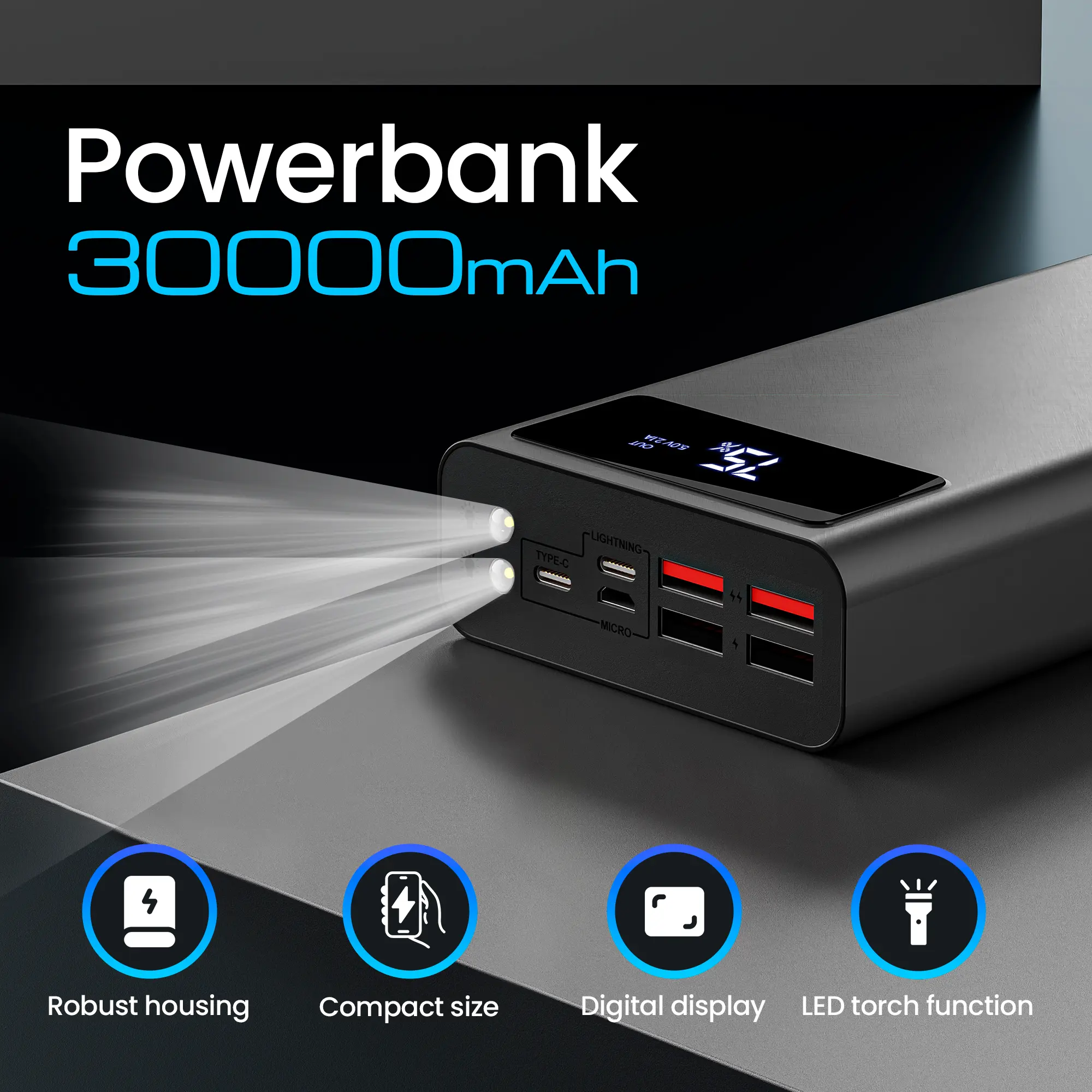 EXTRALINK EPB-112 30000MAH 5V POWER BANK BLACK