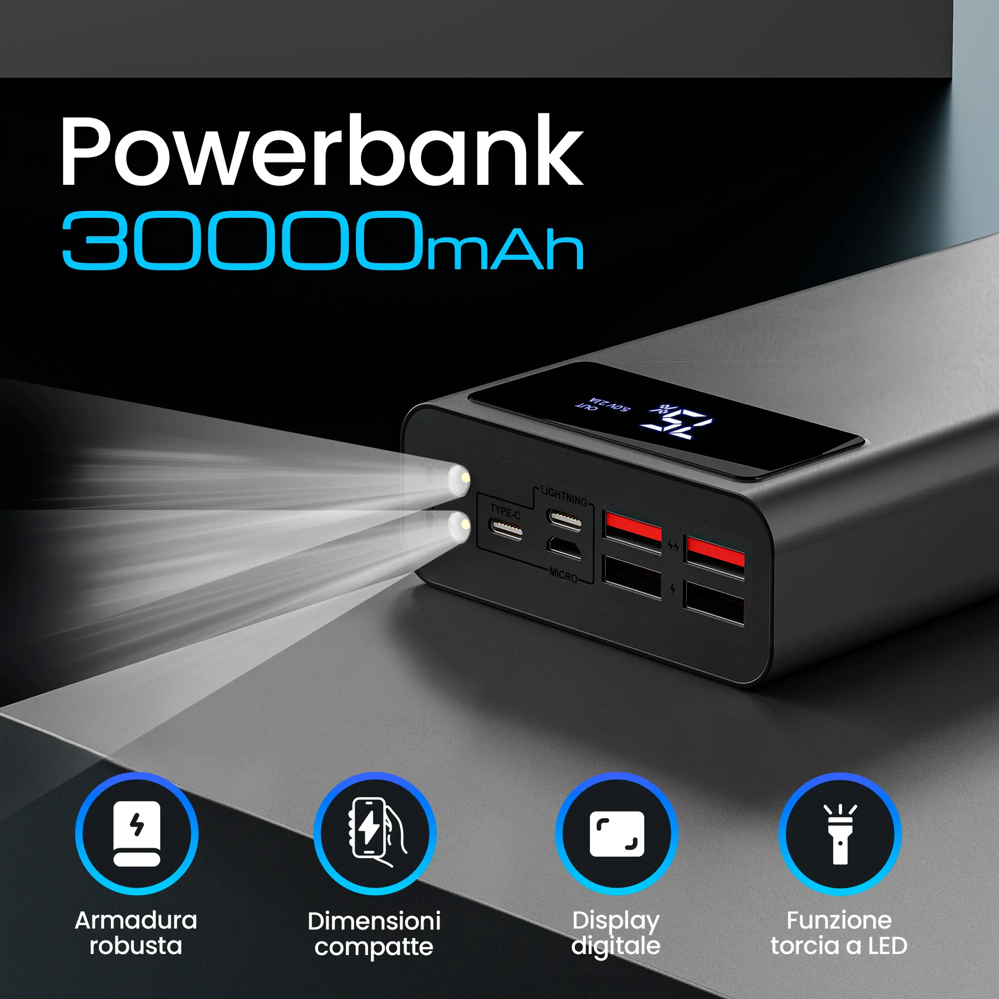 EXTRALINK EPB-112 30000MAH 5V POWER BANK NERO