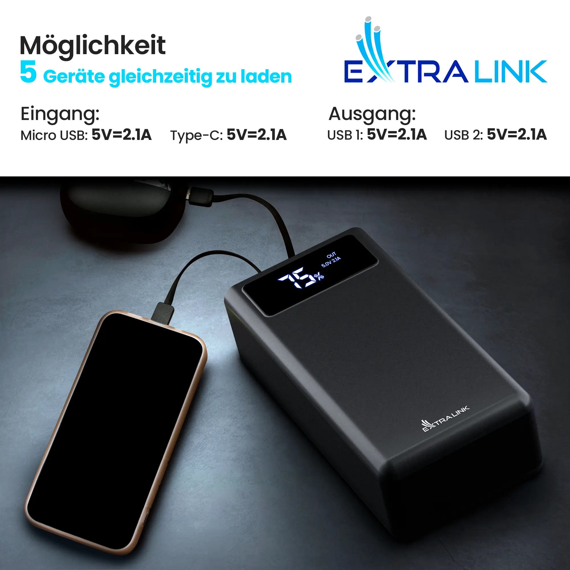 EXTRALINK EPB-114 50000MAH 5V POWER BANK SCHWARZ