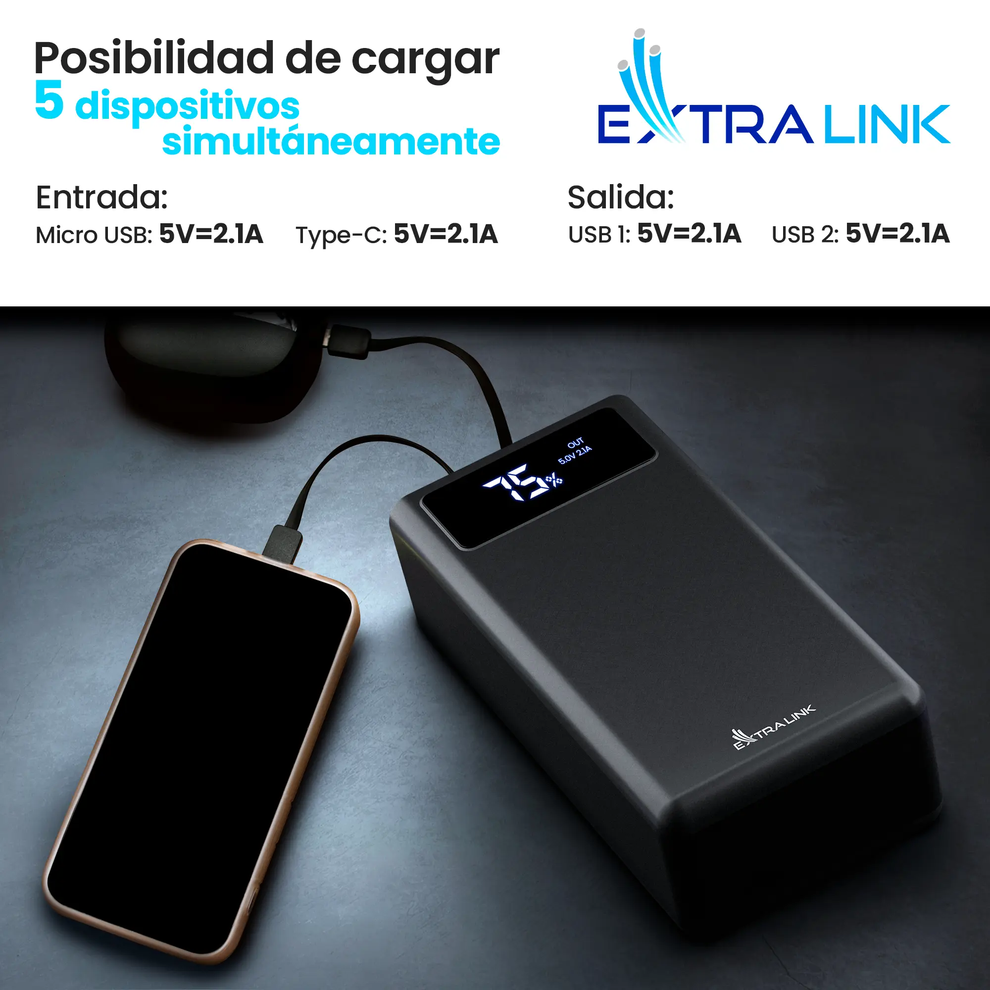 EXTRALINK EPB-114 50000MAH 5V POWER BANK NEGRO