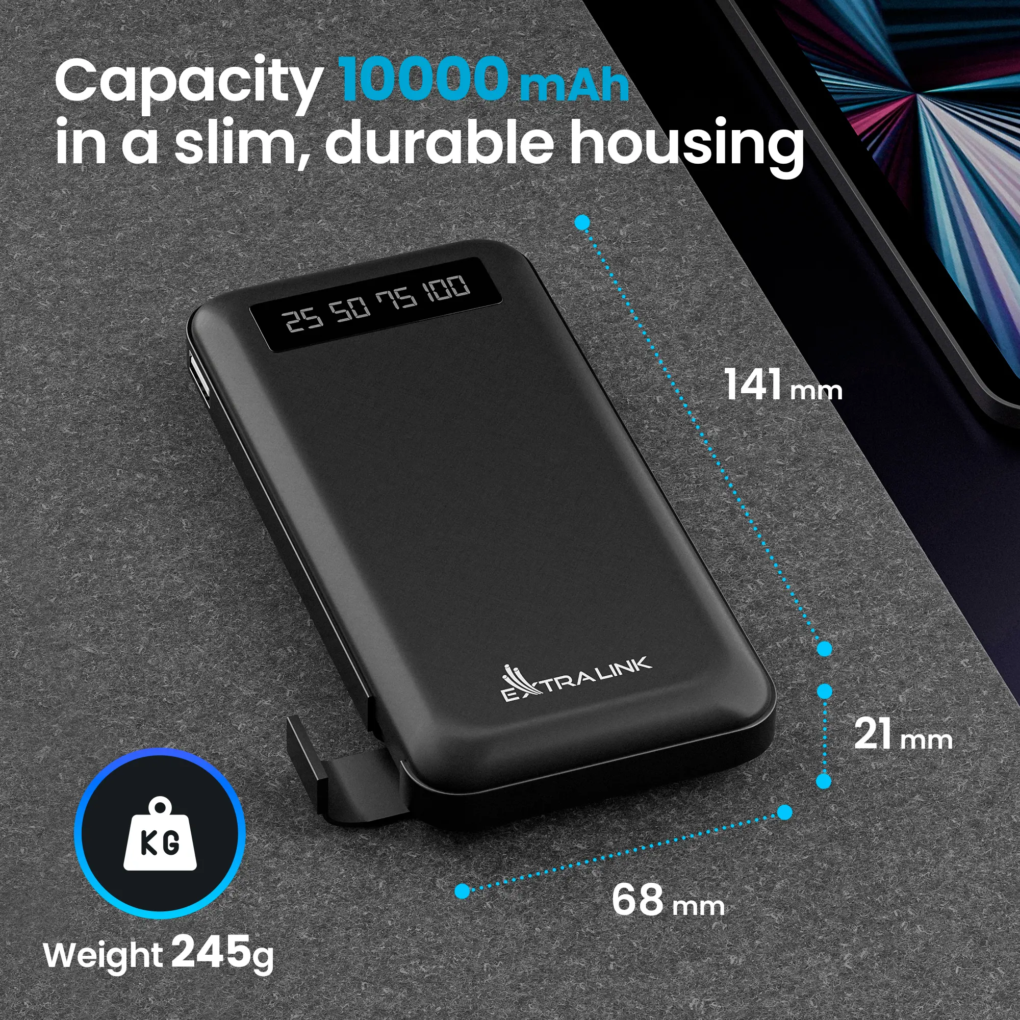 EXTRALINK EPB-083 10000MAH 5V POWER BANK BLACK