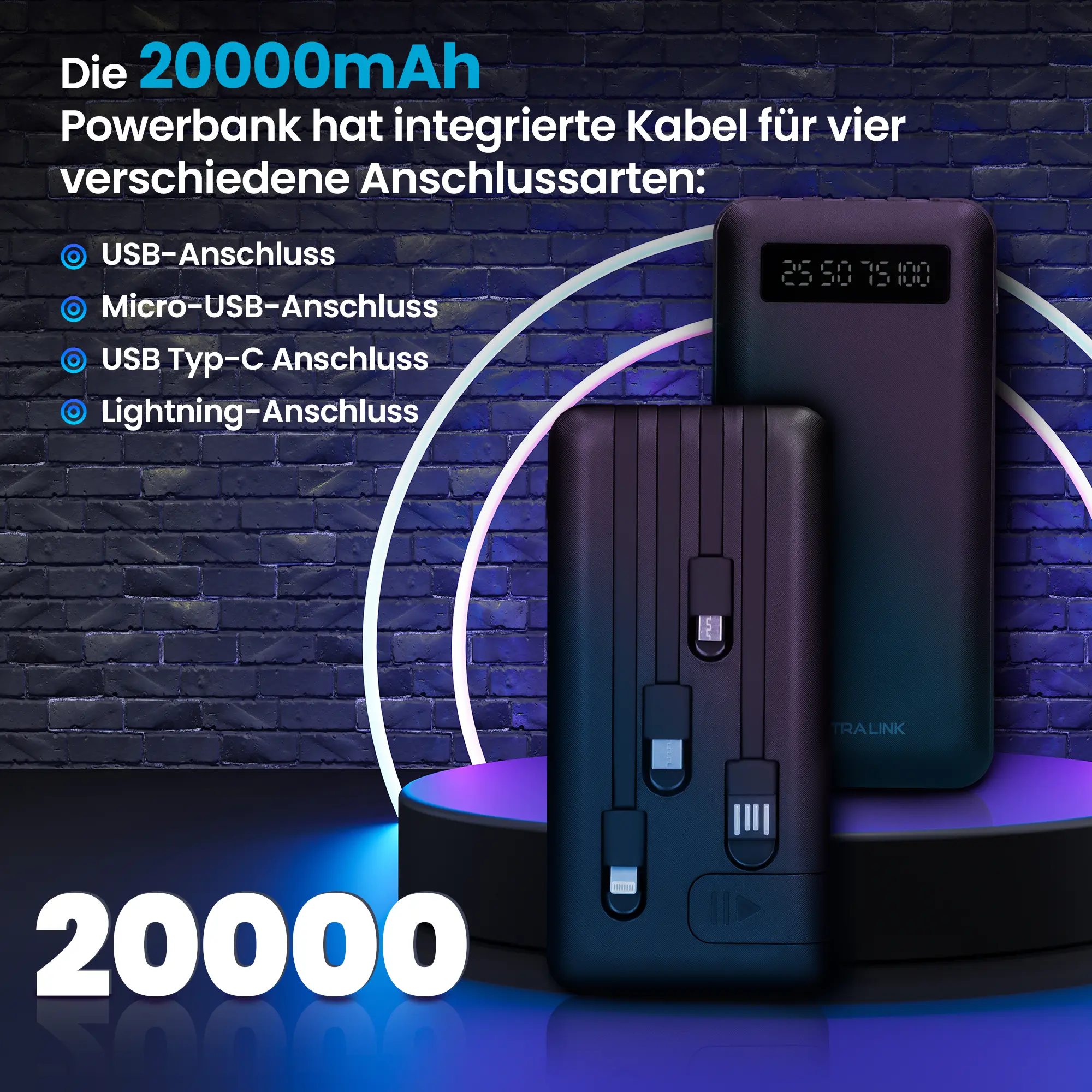 EXTRALINK EPB-084 20000MAH 5V POWER BANK SCHWARZ