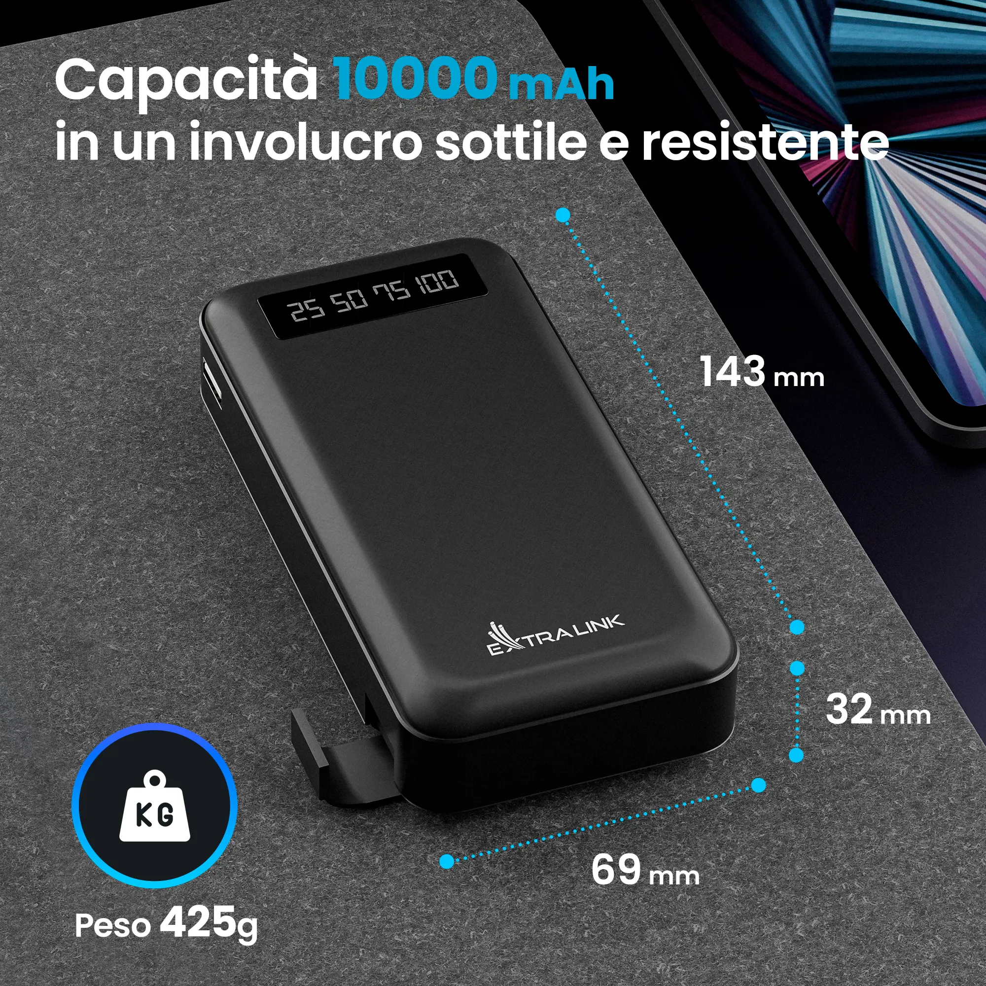 EXTRALINK EPB-084 20000MAH 5V POWER BANK NERO