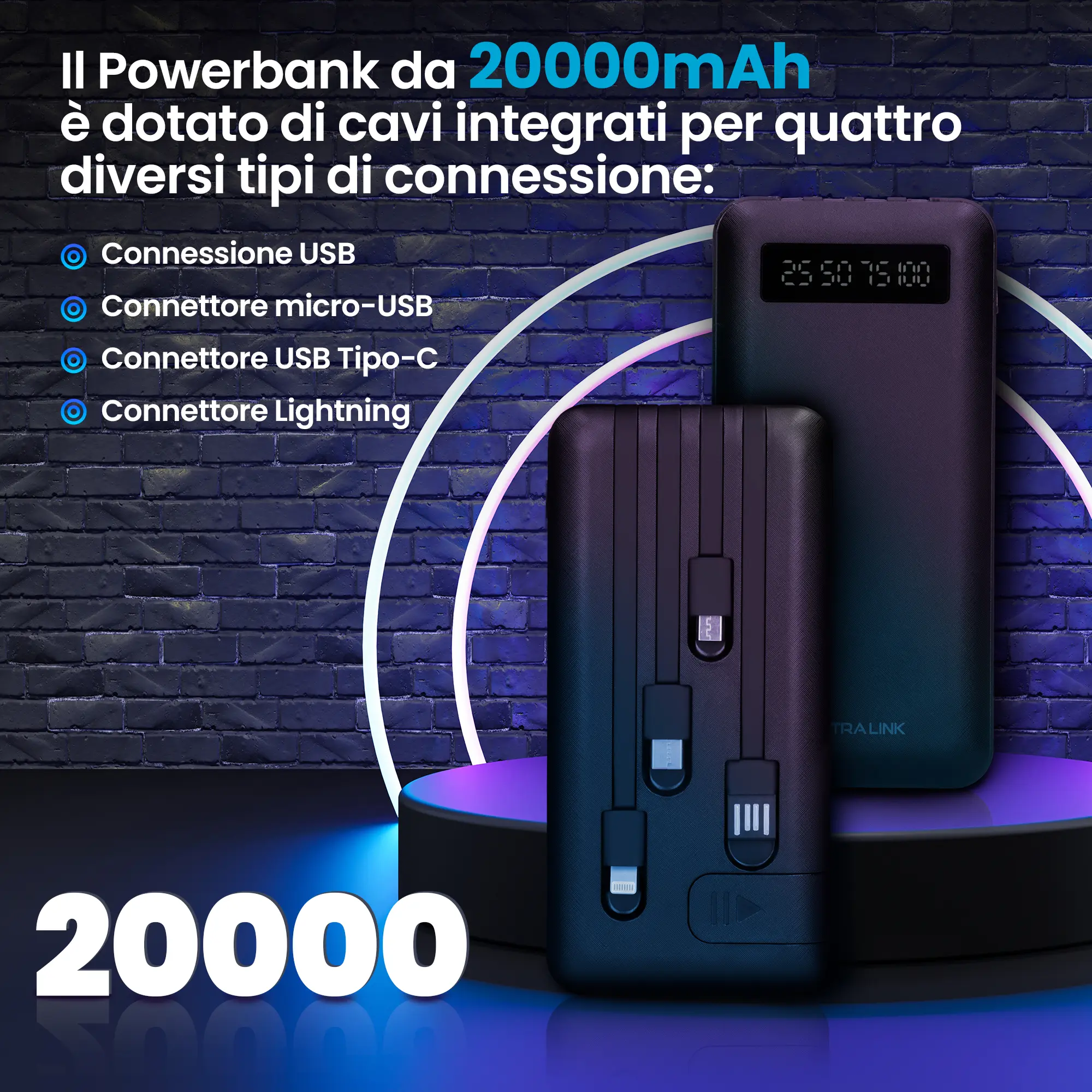 EXTRALINK EPB-084 20000MAH 5V POWER BANK NERO