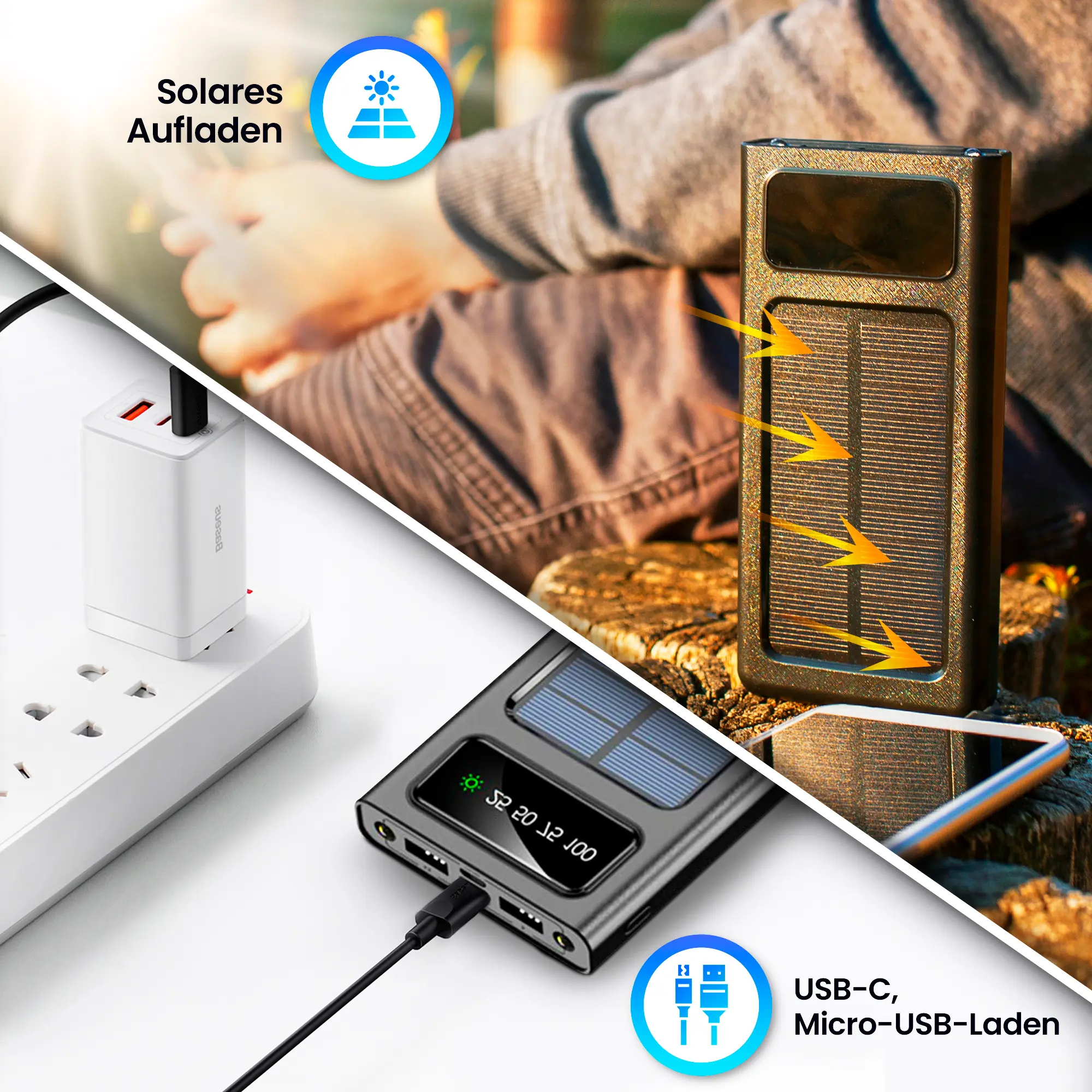 EXTRALINK EPB-091 10000MAH SOLAR POWER BANK SCHWARZ