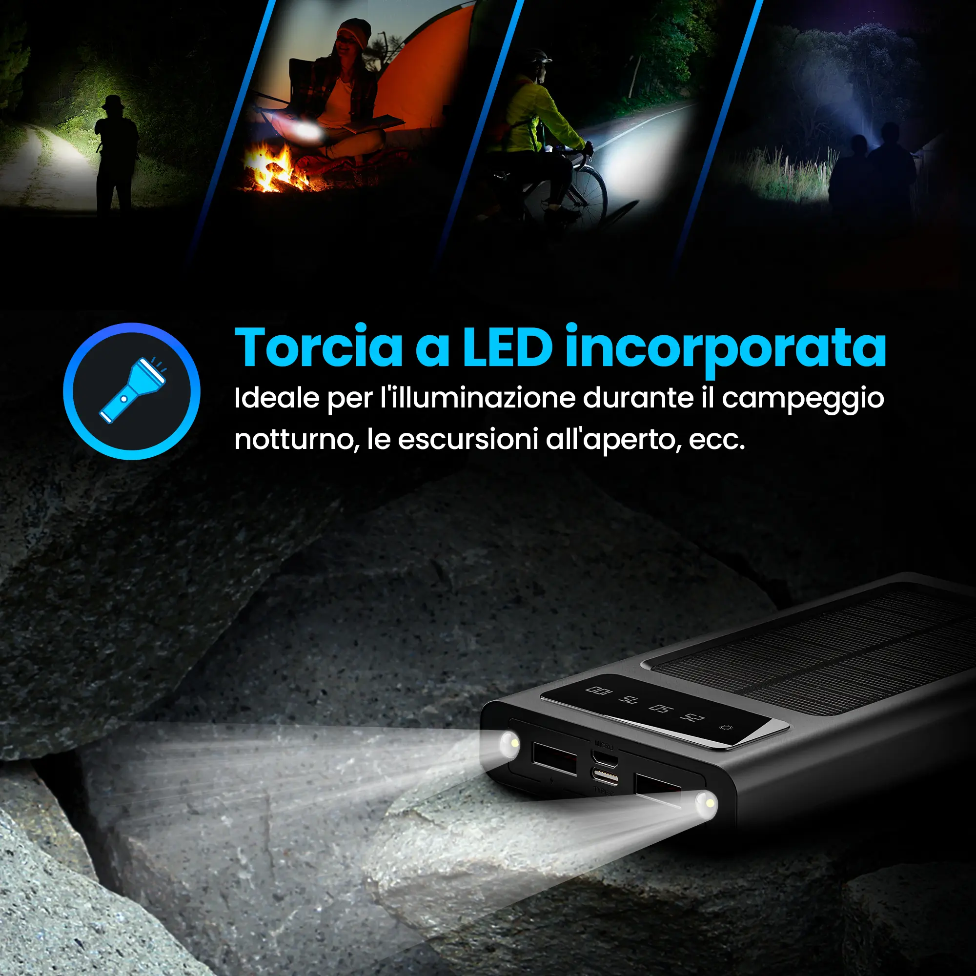 EXTRALINK EPB-091 10000MAH BANCA DI ENERGIA SOLARE NERO