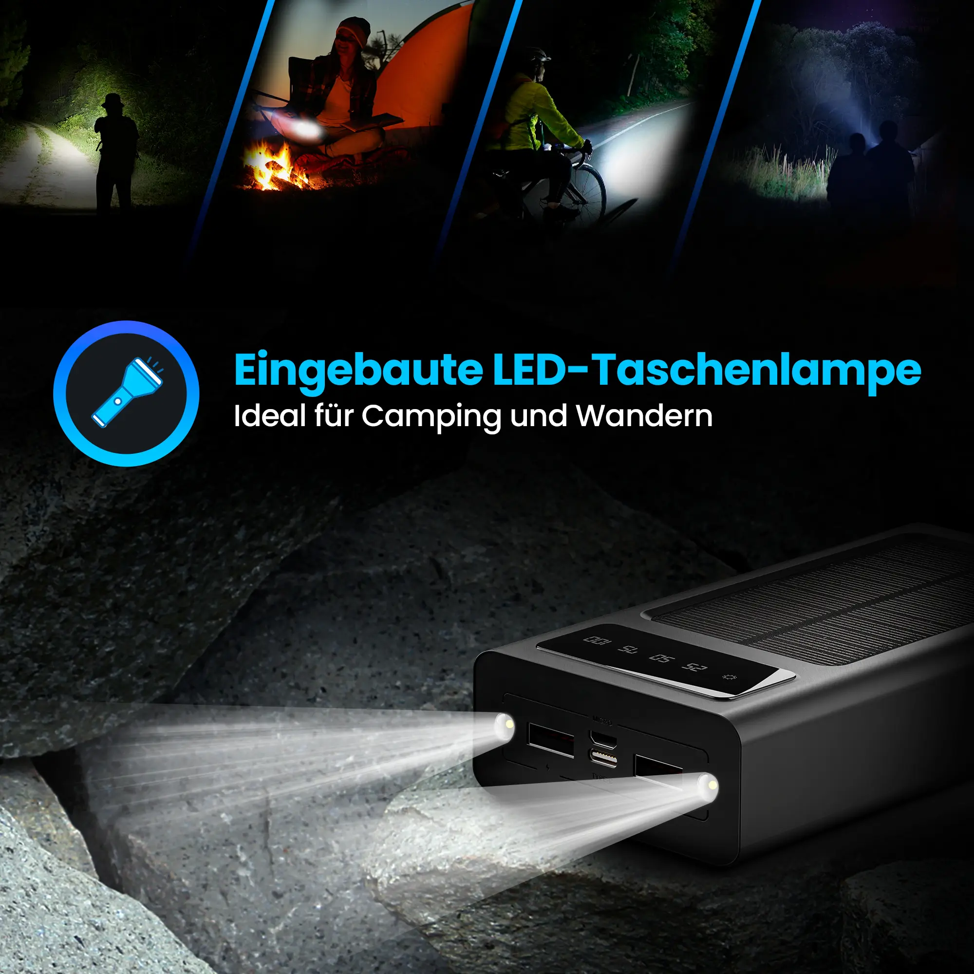EXTRALINK EPB-092 20000MAH SOLAR POWER BANK SCHWARZ