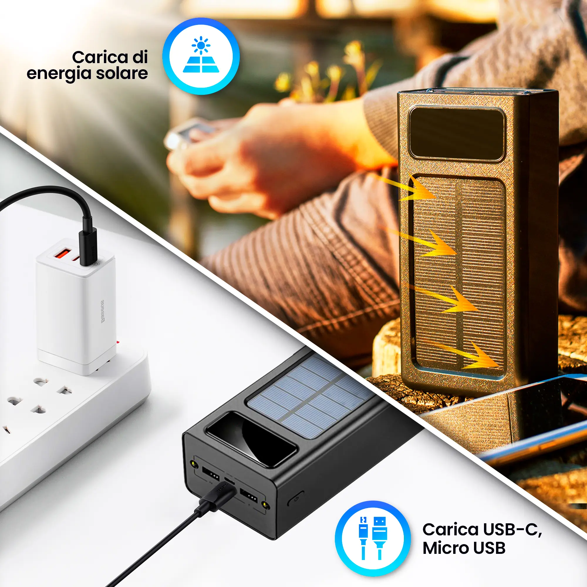 EXTRALINK EPB-093 30000MAH BANCA DI ENERGIA SOLARE NERO