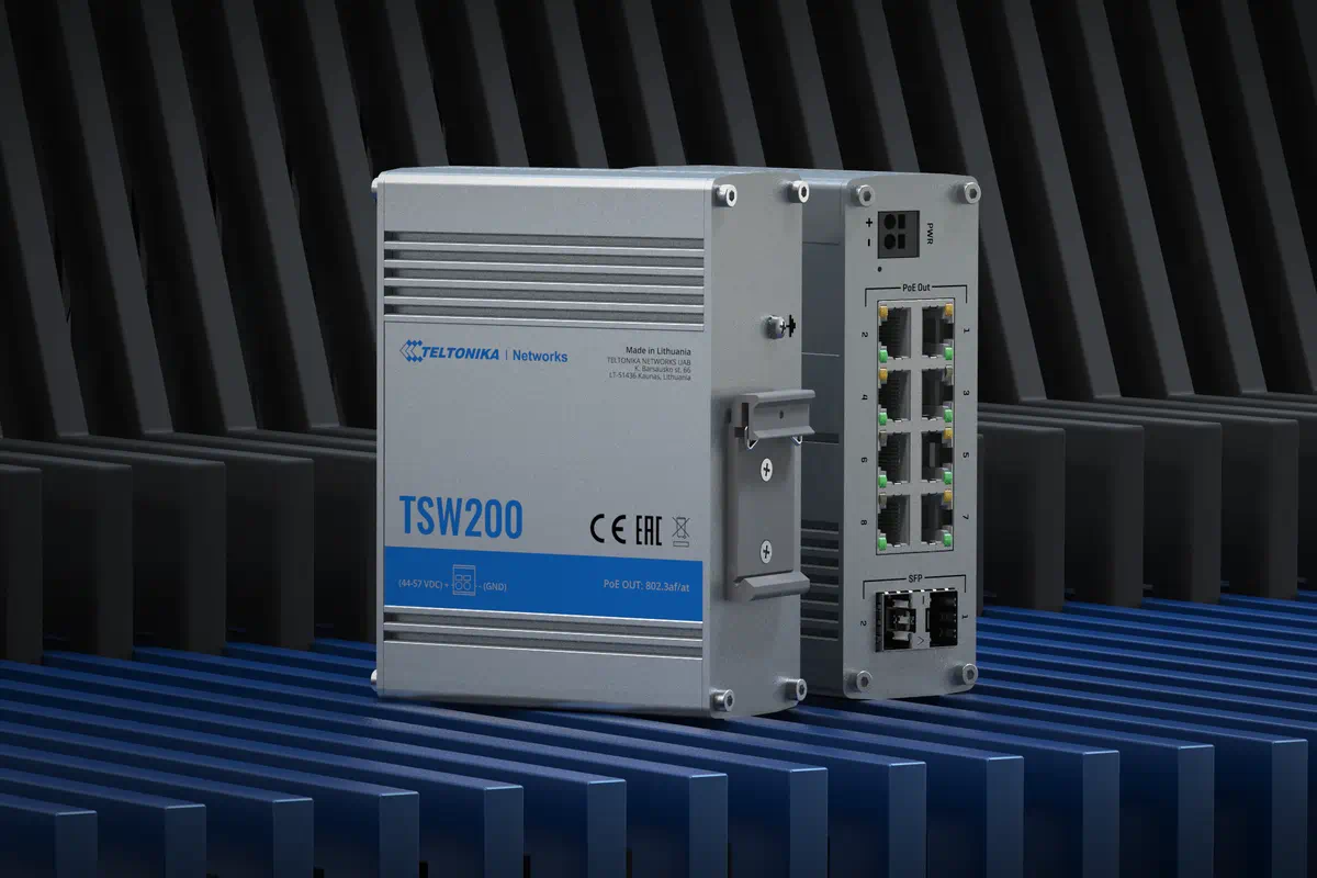 TELTONIKA TSW200 INDUSTRIAL UNMANAGED POE SWITCH 8xGE POE , 2x SFP, 240W batna24