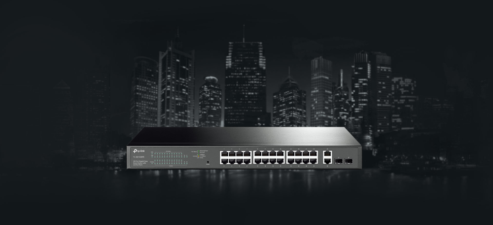 TP-LINK TL-SG1428PE EASY SMART 28-PORT GIGABIT SWITCH COM 24-PORT POE , 2X SFP