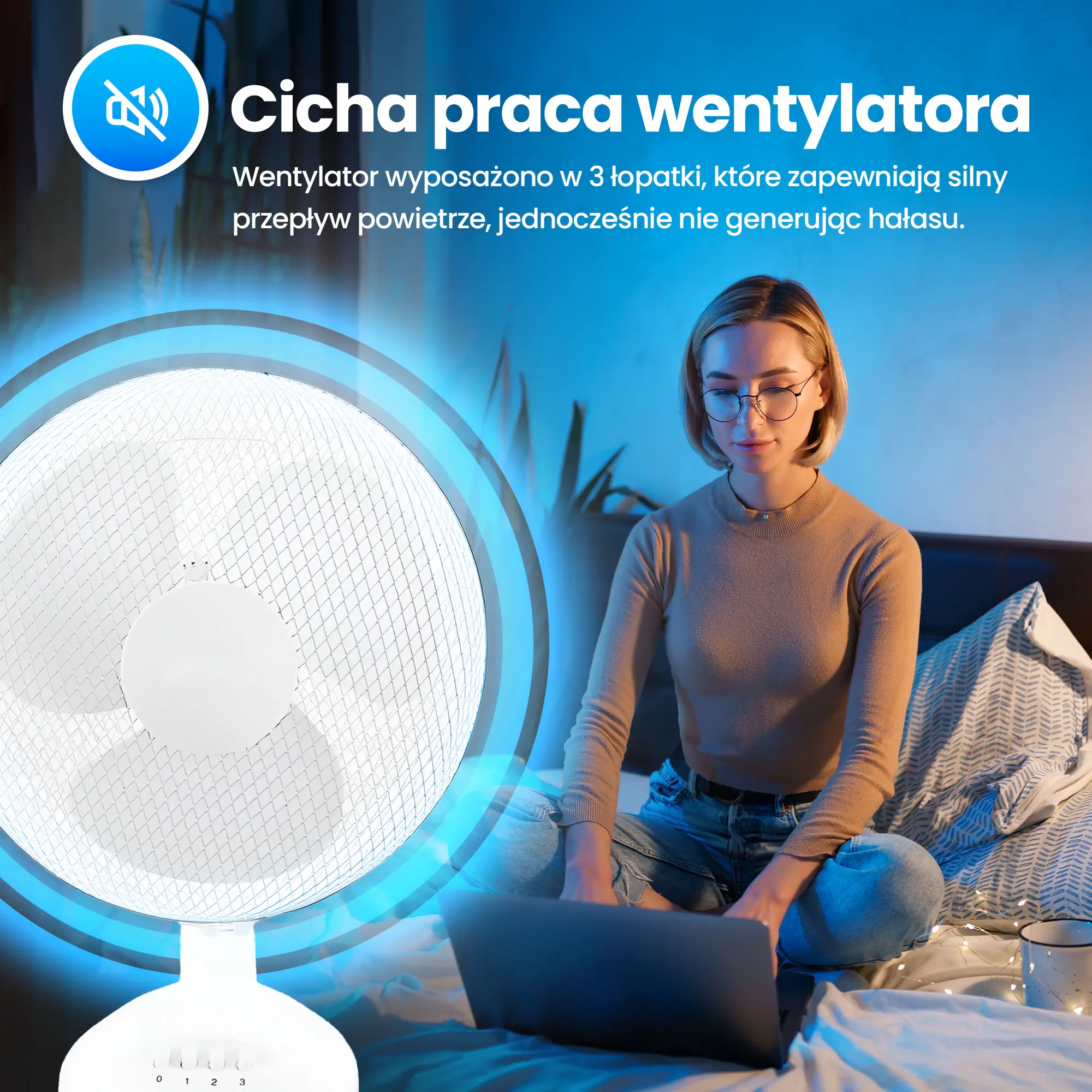 EMERIO FN-114202 TABLE FAN 30CM, 3 BLADES, 3 SPEED SETTINGS, WHITE