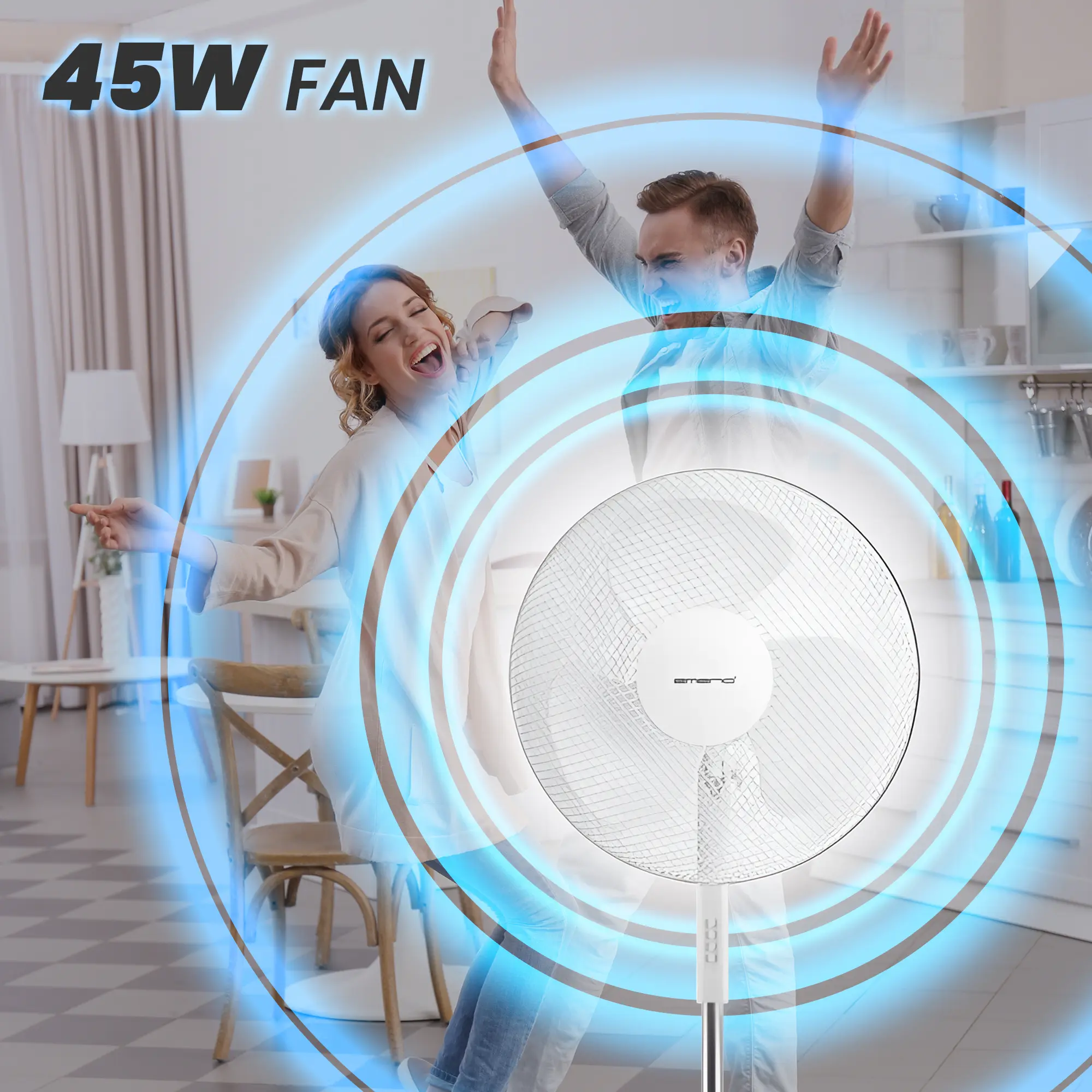 EMERIO FN-114204 VENTILADOR DE PIE 40CM, 3 ASPAS, 3 VELOCIDADES, BLANCO