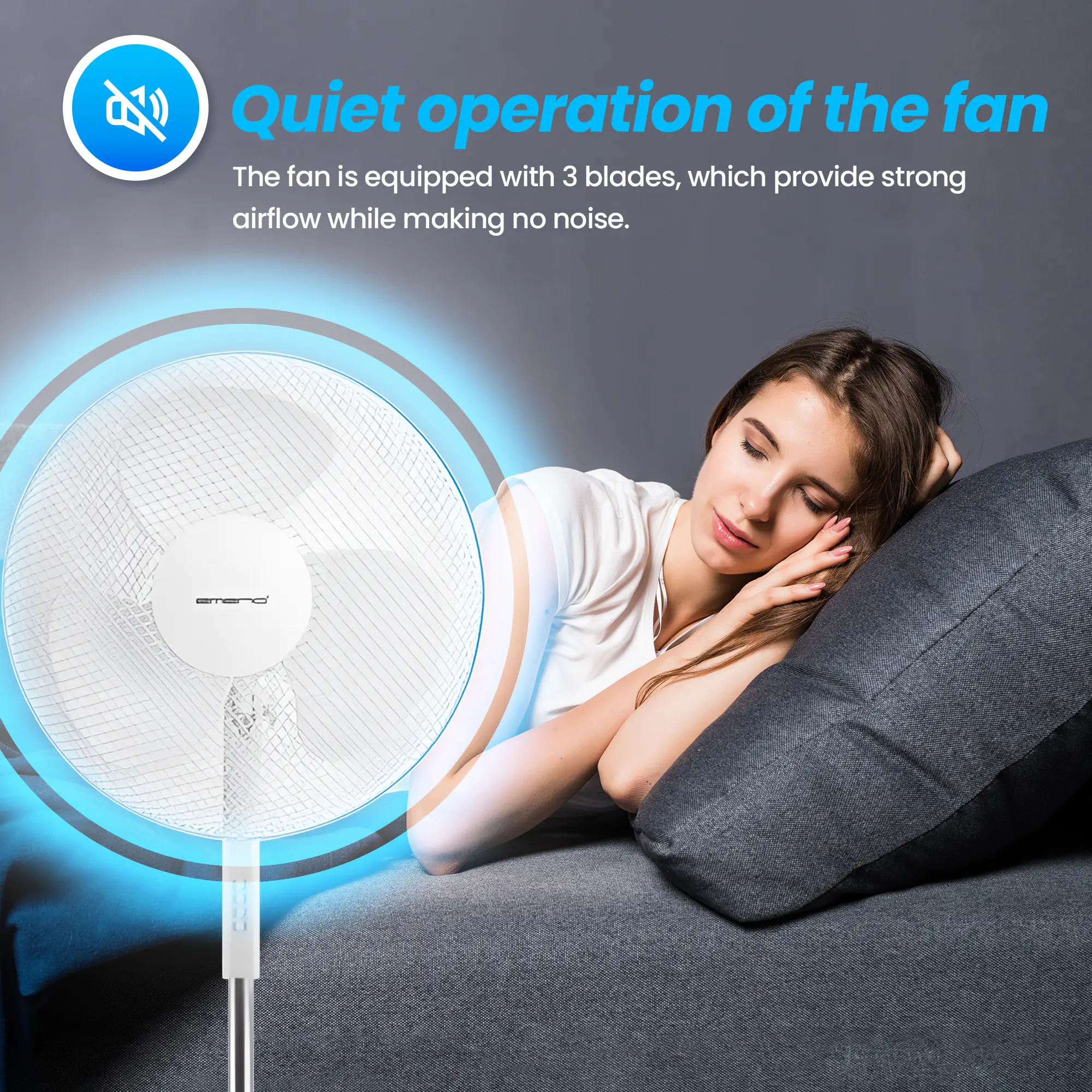 EMERIO FN-114204 VENTILADOR DE PIE 40CM, 3 ASPAS, 3 VELOCIDADES, BLANCO