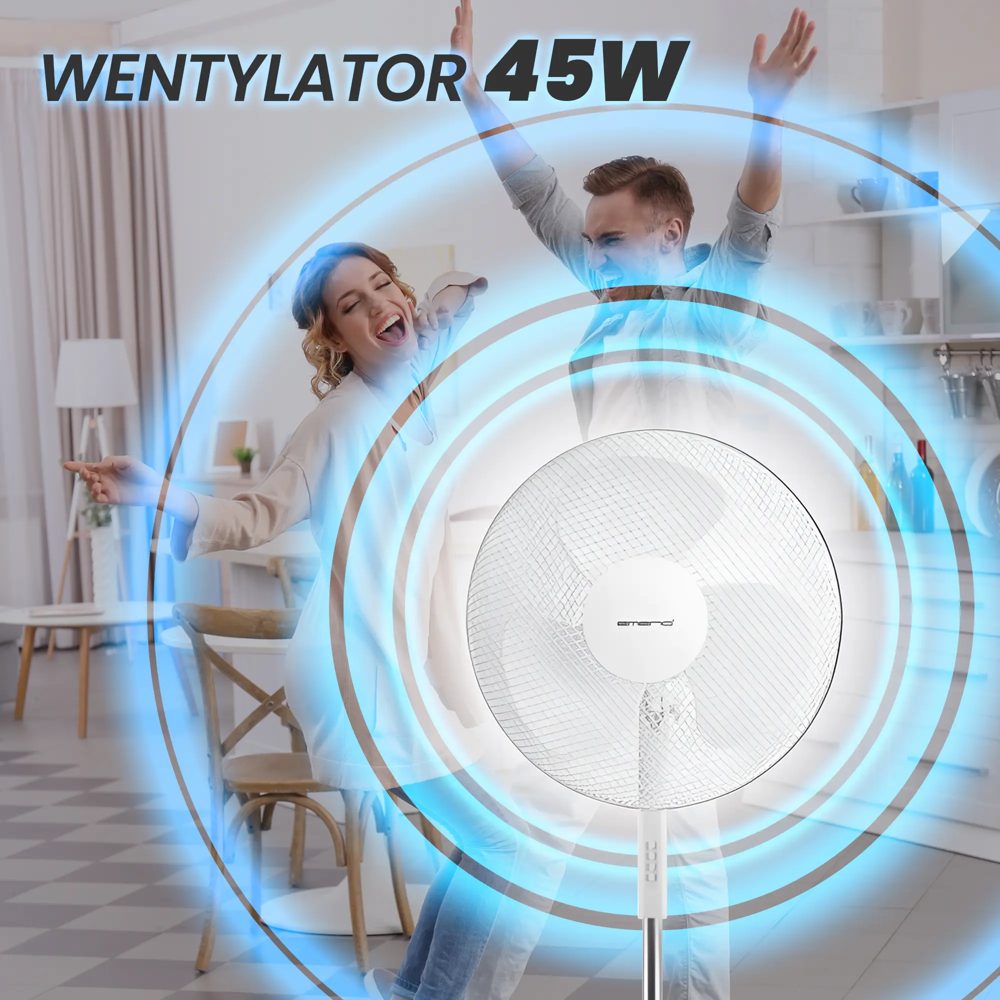 EMERIO FN-114204 STANDVENTILATOR 40CM, 3 FLÜGEL, 3 GESCHWINDIGKEITSSTUFEN, WEISS