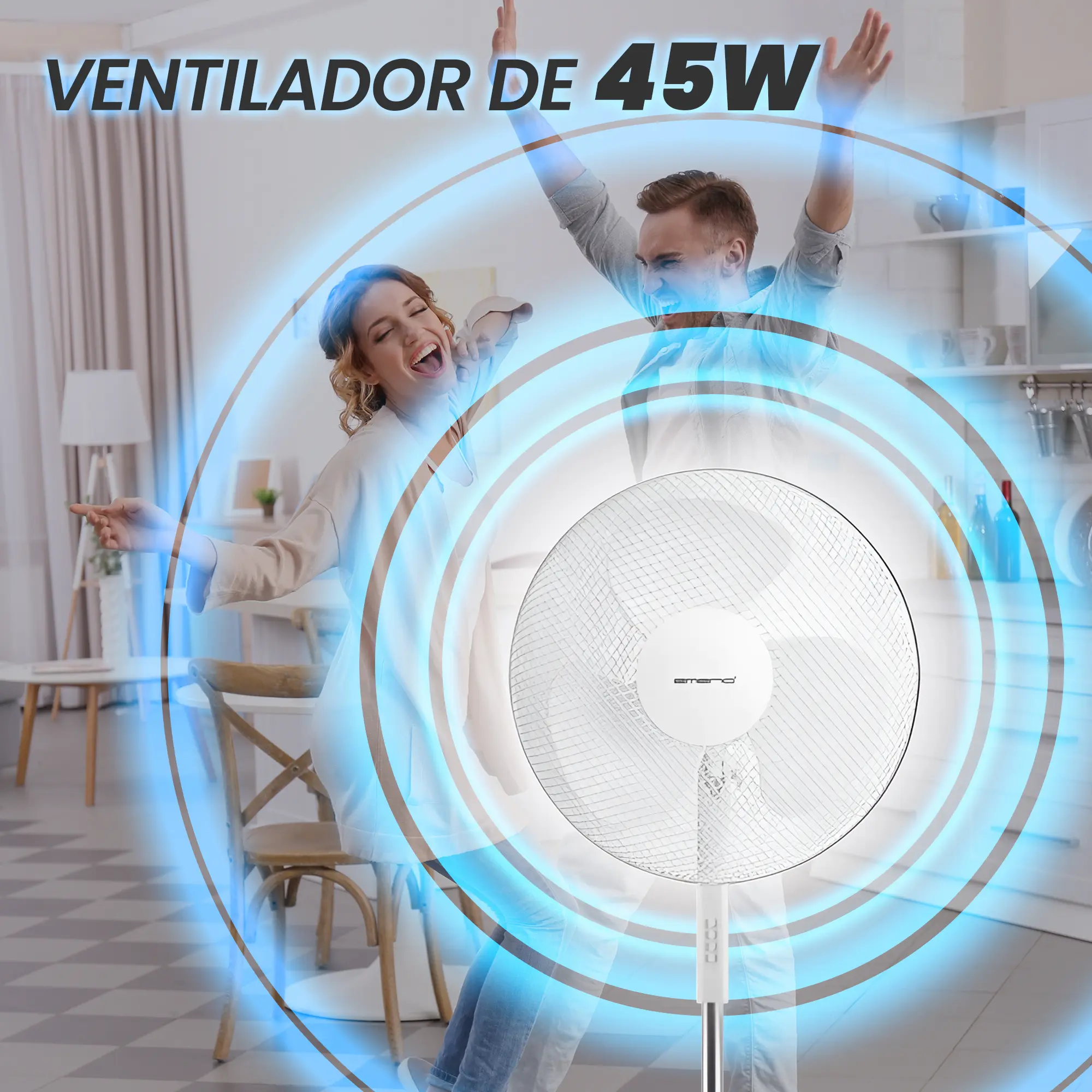 EMERIO FN-114204 VENTILADOR DE PIE 40CM, 3 ASPAS, 3 VELOCIDADES, BLANCO