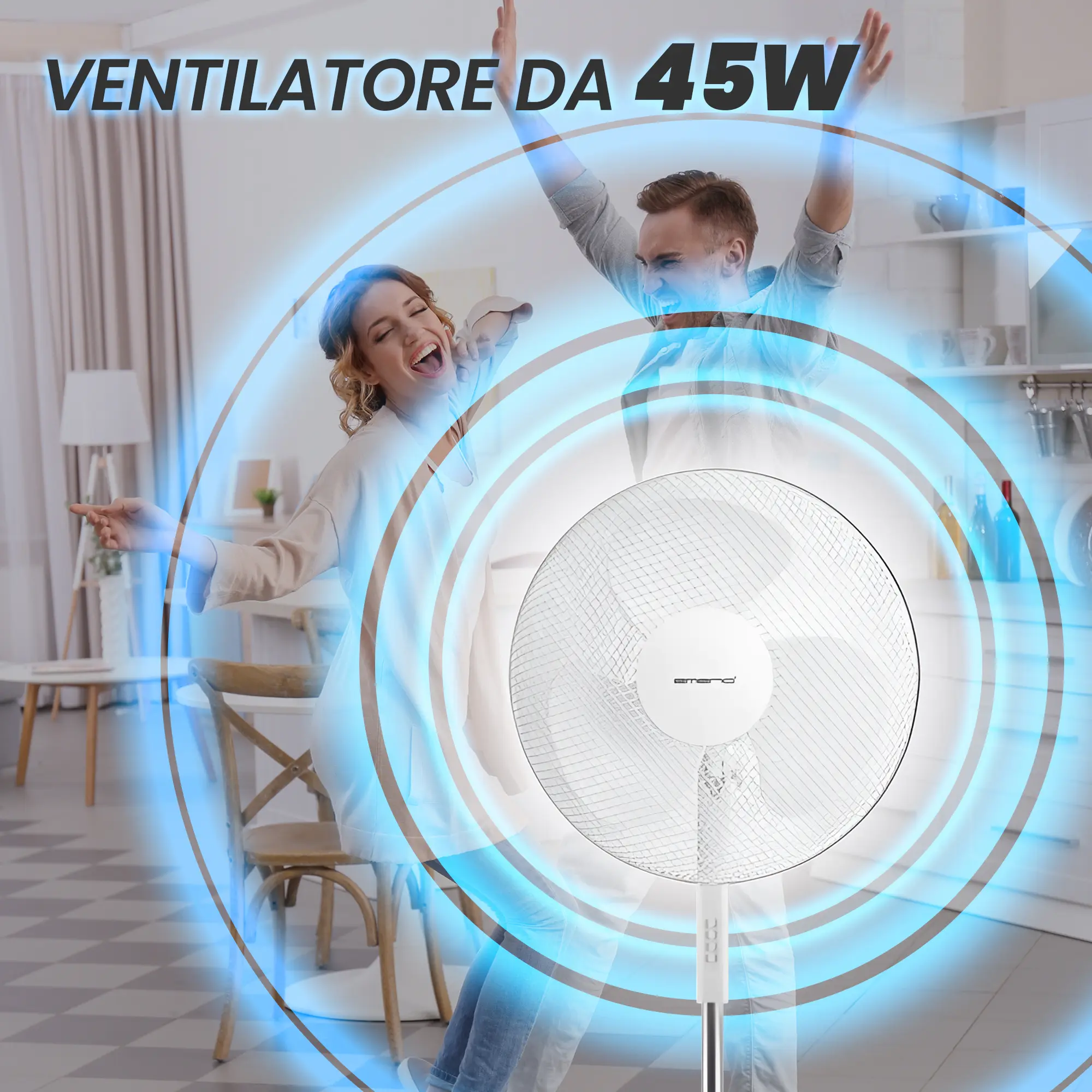 EMERIO FN-114204 VENTILATORE A PIANTANA 40 CM, 3 PALE, 3 VELOCITÀ, BIANCO