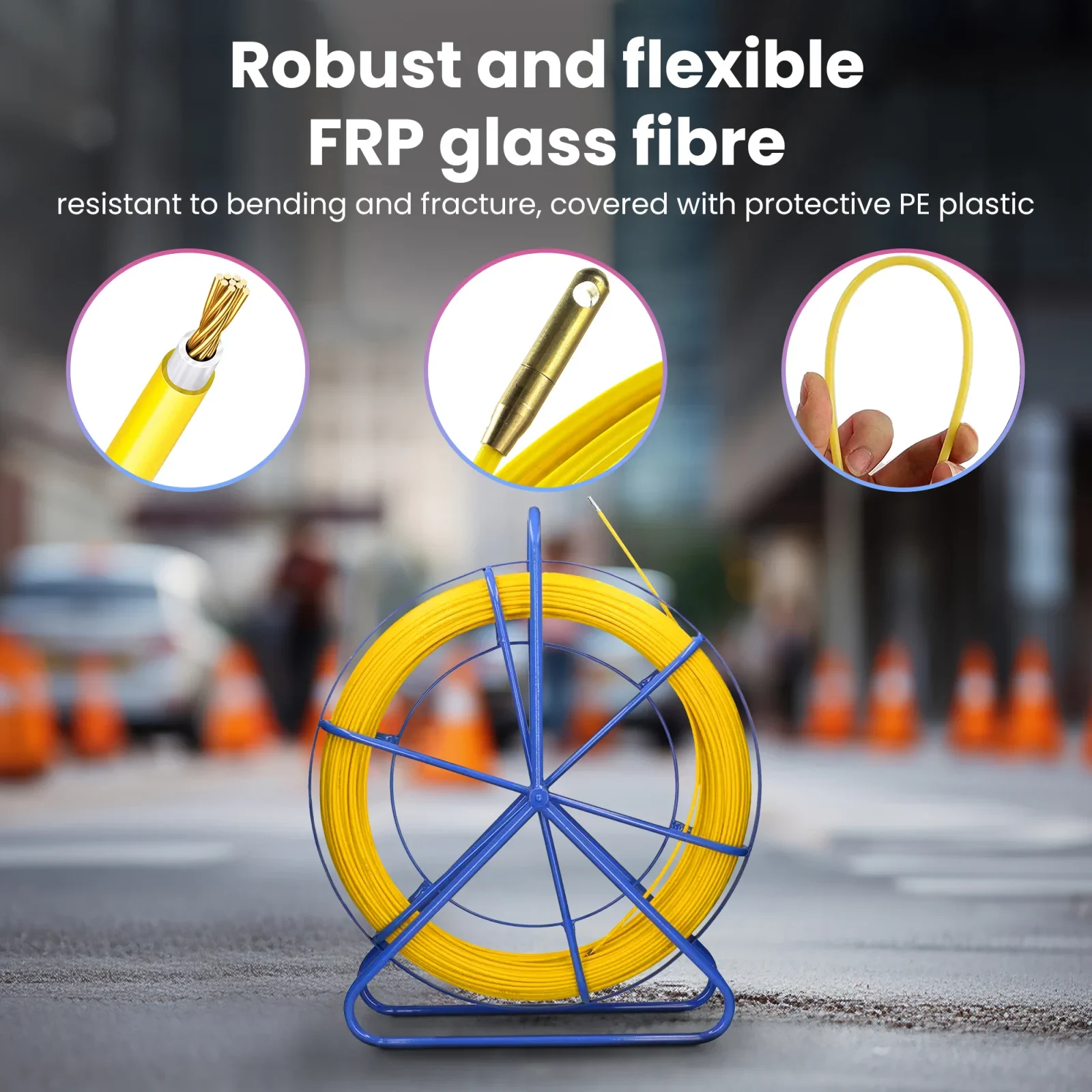 Extralink Pilot 8mm 75m | FRP fibra de vidrio, diámetro 8mm, longitud 75m, amarillo